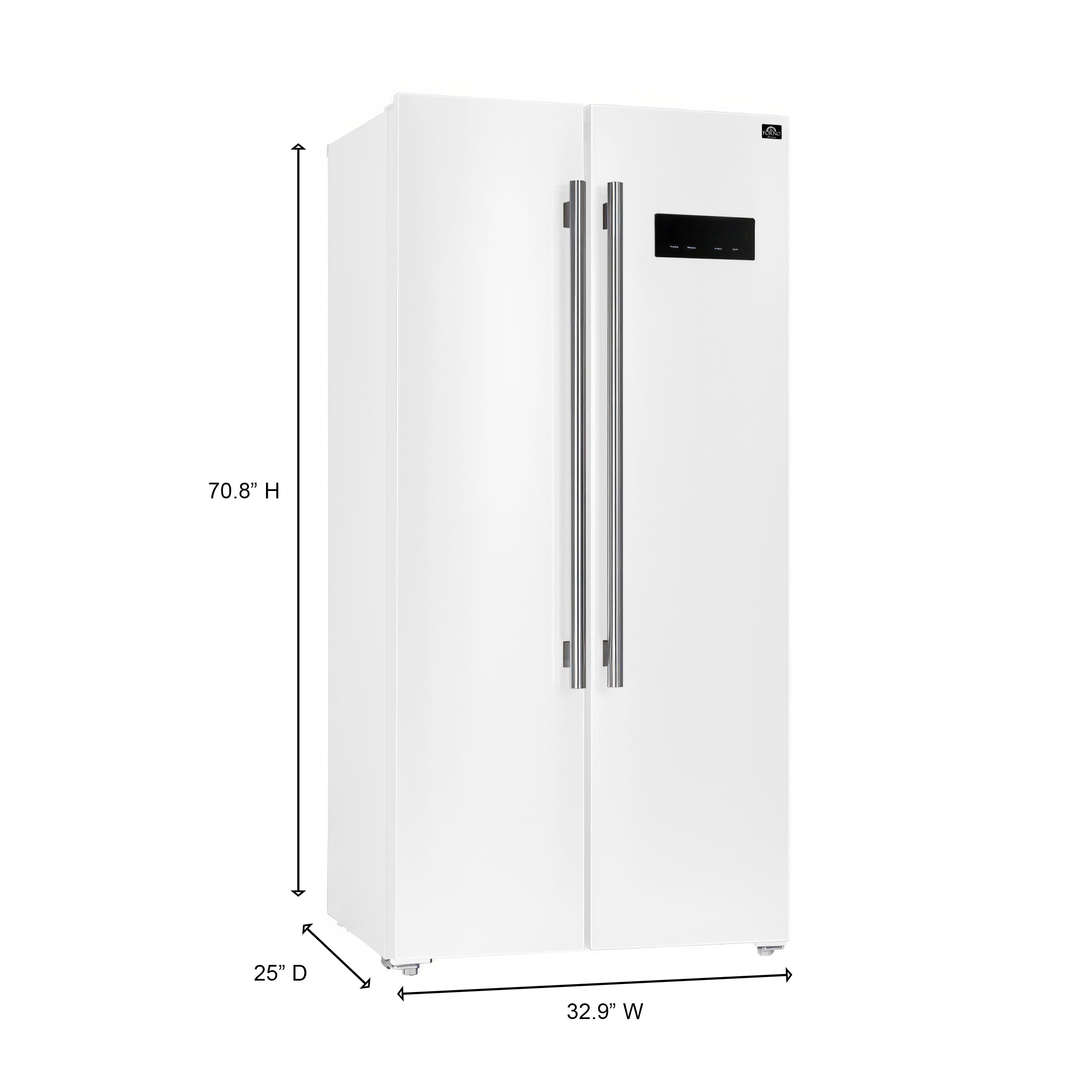 Forno Salerno 33-Inch Refrigerator, 15.6 cu ft, White, with Antique Brass Handles (Model FFRBI1805-33WHT)