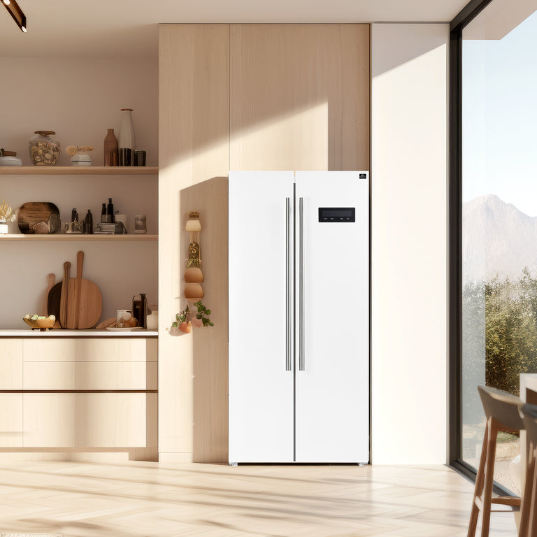 FORNO Espresso Package - 30" Electric Range, Range Hood, Refrigerator and Dishwasher in White with Stainless Steel Handles