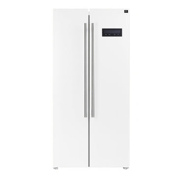 Forno Salerno 33" Bottom Freezer Refrigerator, 15.6 Cu. Ft., White with Stainless Steel Handles (FFRBI1805-33WHT)