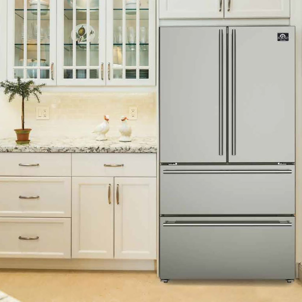 FORNO Appliance Package - 48" Gas Range, Range Hood, 36" Refrigerator, Dishwasher, AP-FFSGS6244-48-17