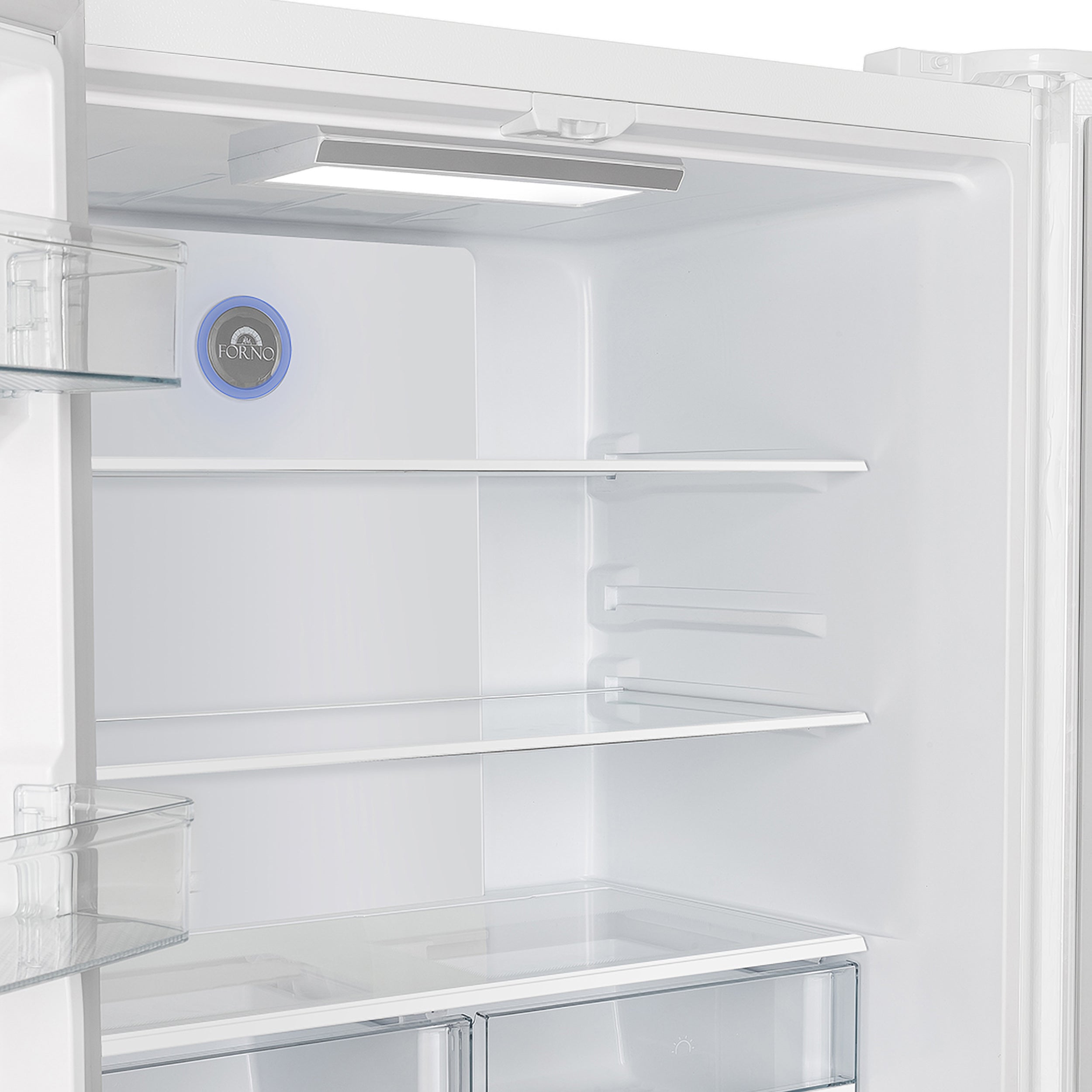 Forno Moena 36-Inch Counter-Depth Refrigerator with Ice Maker, 19.2 Cu. Ft., White with Antique Brass Handles (FFRBI1820-36WHT)