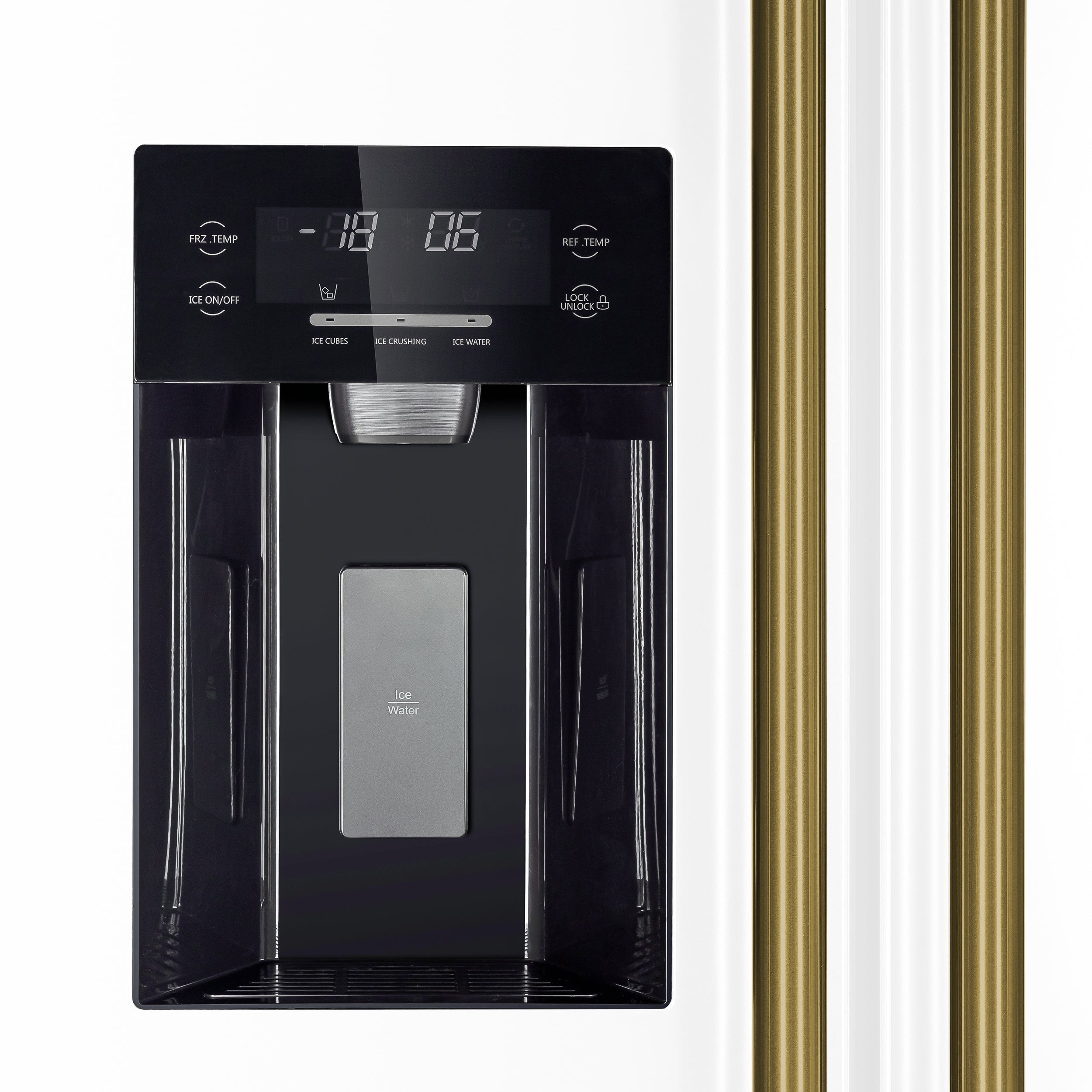 FORNO Salerno 36-Inch Side-by-Side Refrigerator, 20 Cu. Ft., Water and Ice Dispenser, White with Antique Brass Handles (Model FFRBI1844-36WHT)