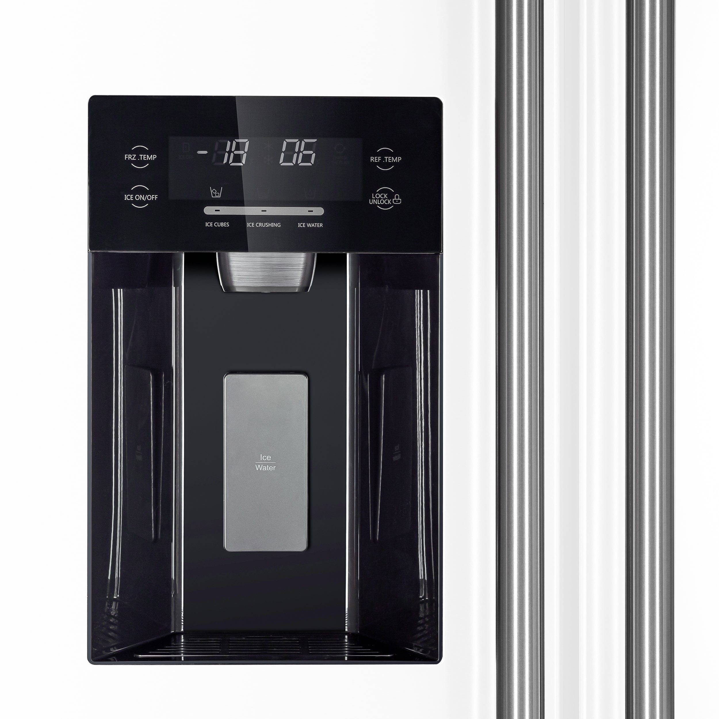 Forno Salerno 36" Side-by-Side Refrigerator, 20 cu. ft., White, External Water & Ice Dispenser, Stainless Steel Handles, FFRBI1844-36WHT