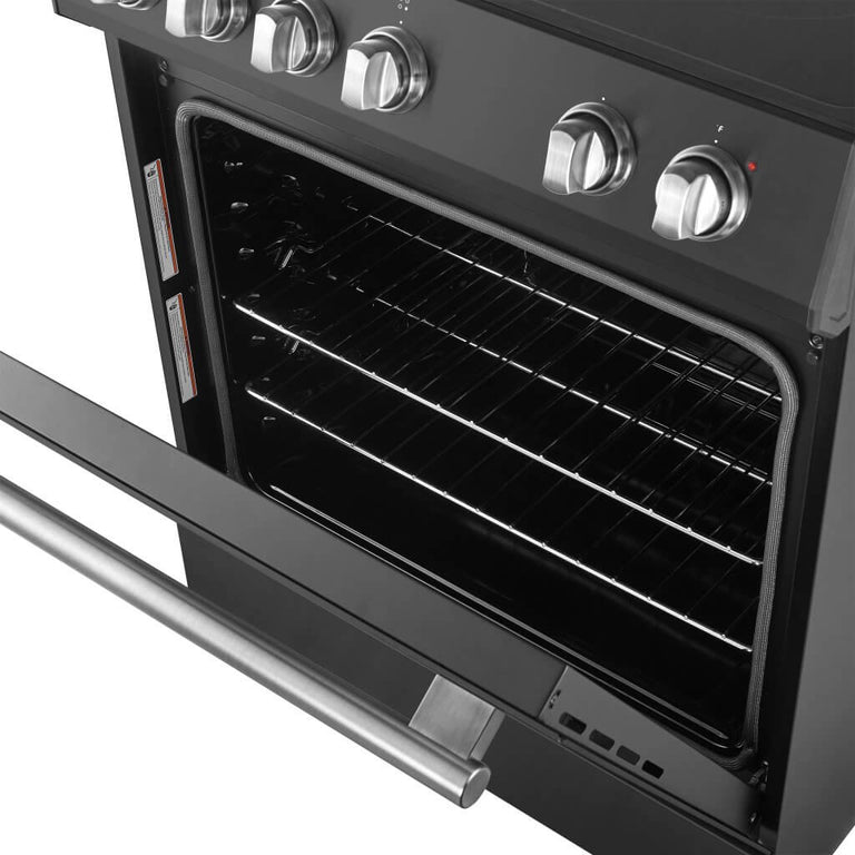 FORNO Espresso Package - 30" Electric Range and Refrigerator in Black with Stainless Steel Handles