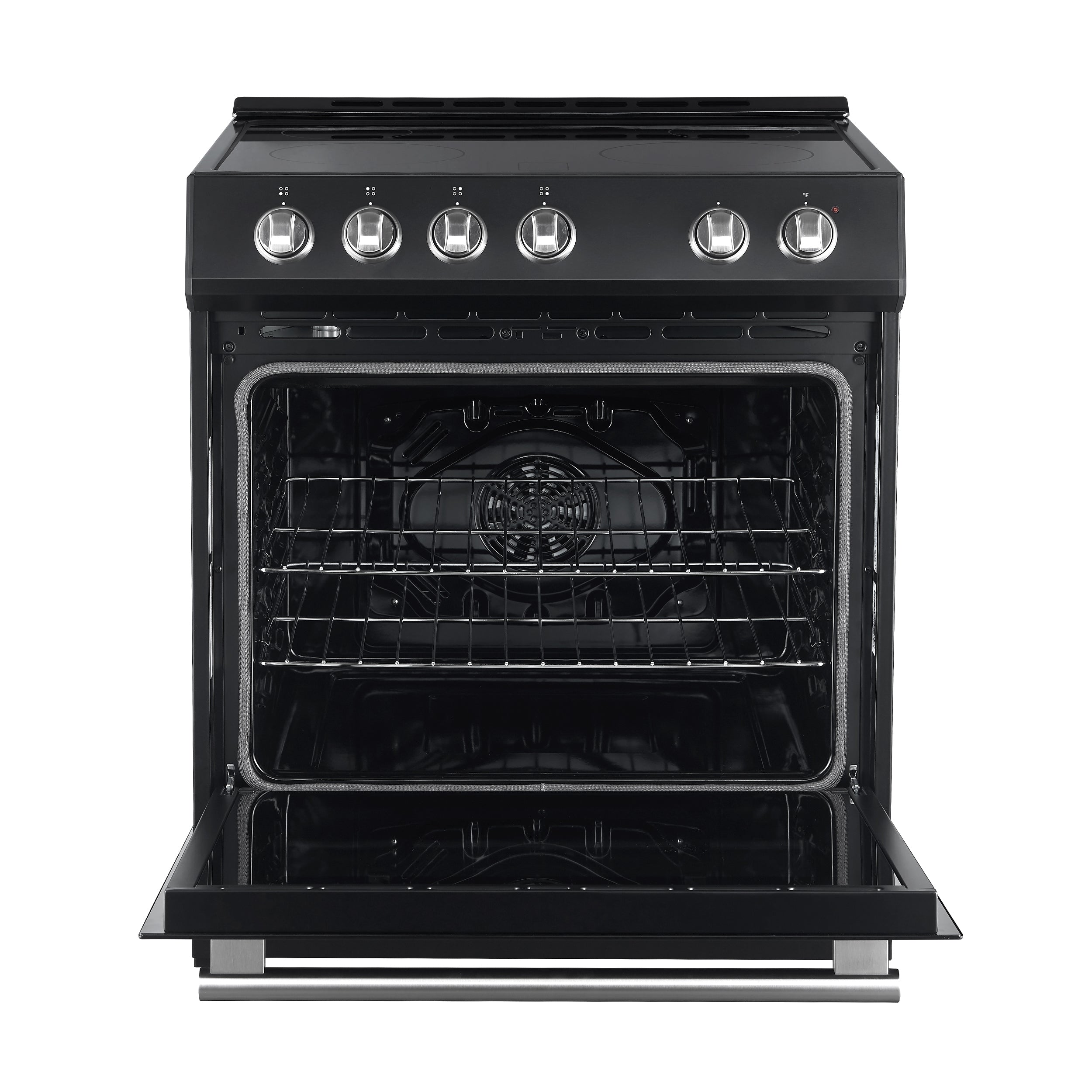 Forno Leonardo Espresso 30-Inch Freestanding Electric Range, 5.0 cu. ft., Black with Stainless Steel Handles (Model FFSEL6012-30BLK)