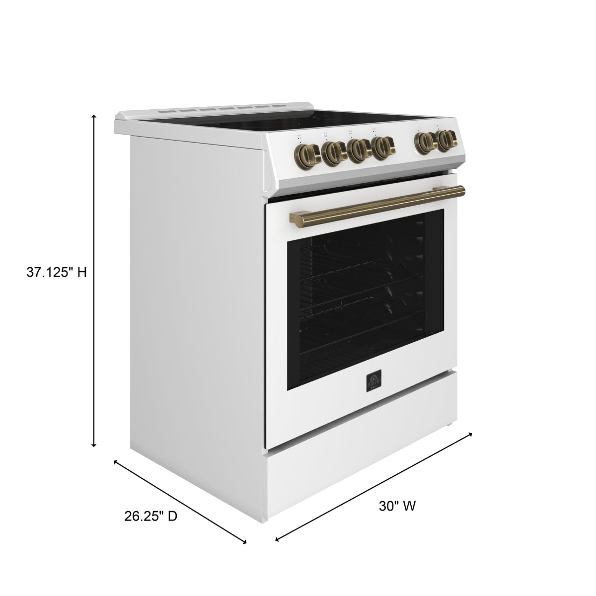 Forno Leonardo 30 Inch Freestanding Electric Range 5.0 cu ft White with Stainless Steel Handles FFSEL6012-30WHT