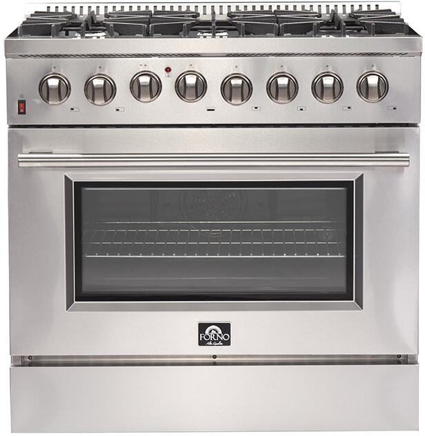 FORNO Appliance Package - 36 Inch Dual Fuel Range, Wall Mount Range Hood, Microwave Drawer, AP-FFSGS6156-36-W-3