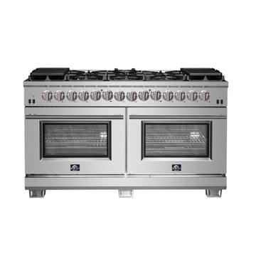 Forno Capriasca 60 in. Freestanding Dual Fuel Range, 8.64 cu. ft., 10 Sealed Burners, Stainless Steel (Model FFSGS6187-60)