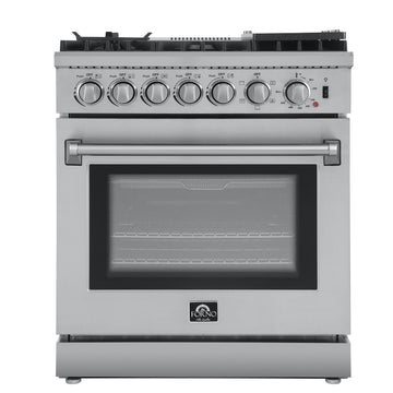 Forno Lazio 30 in. 4.32 cu. ft. Freestanding Dual Fuel Range with 5 Sealed Burners, Stainless Steel (Model FFSGS6196-30)