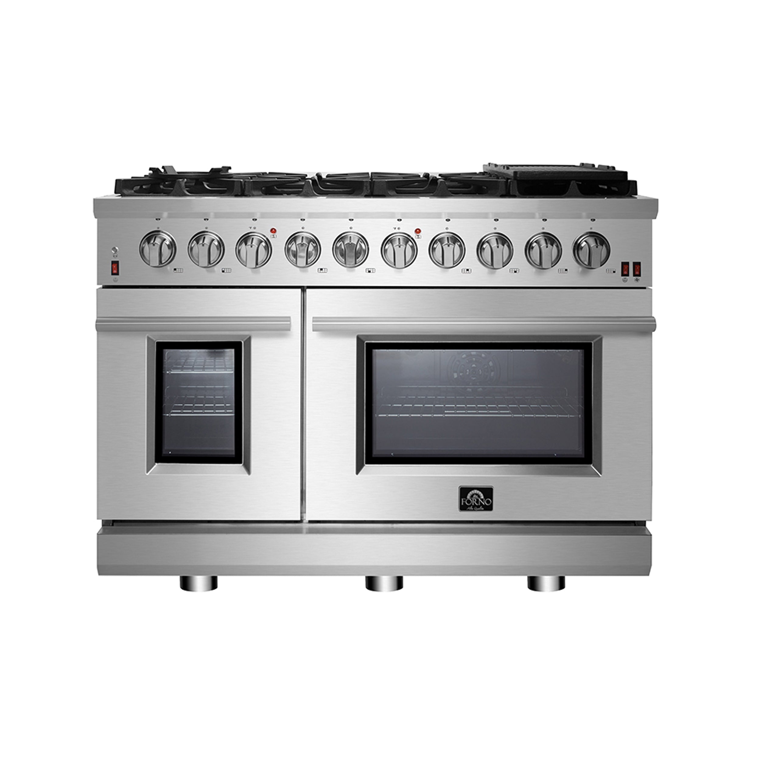 FORNO Appliance Package - 48" Gas Range, Range Hood, 36" Refrigerator, Dishwasher, Microwave Drawer, AP-FFSGS6239-48-4