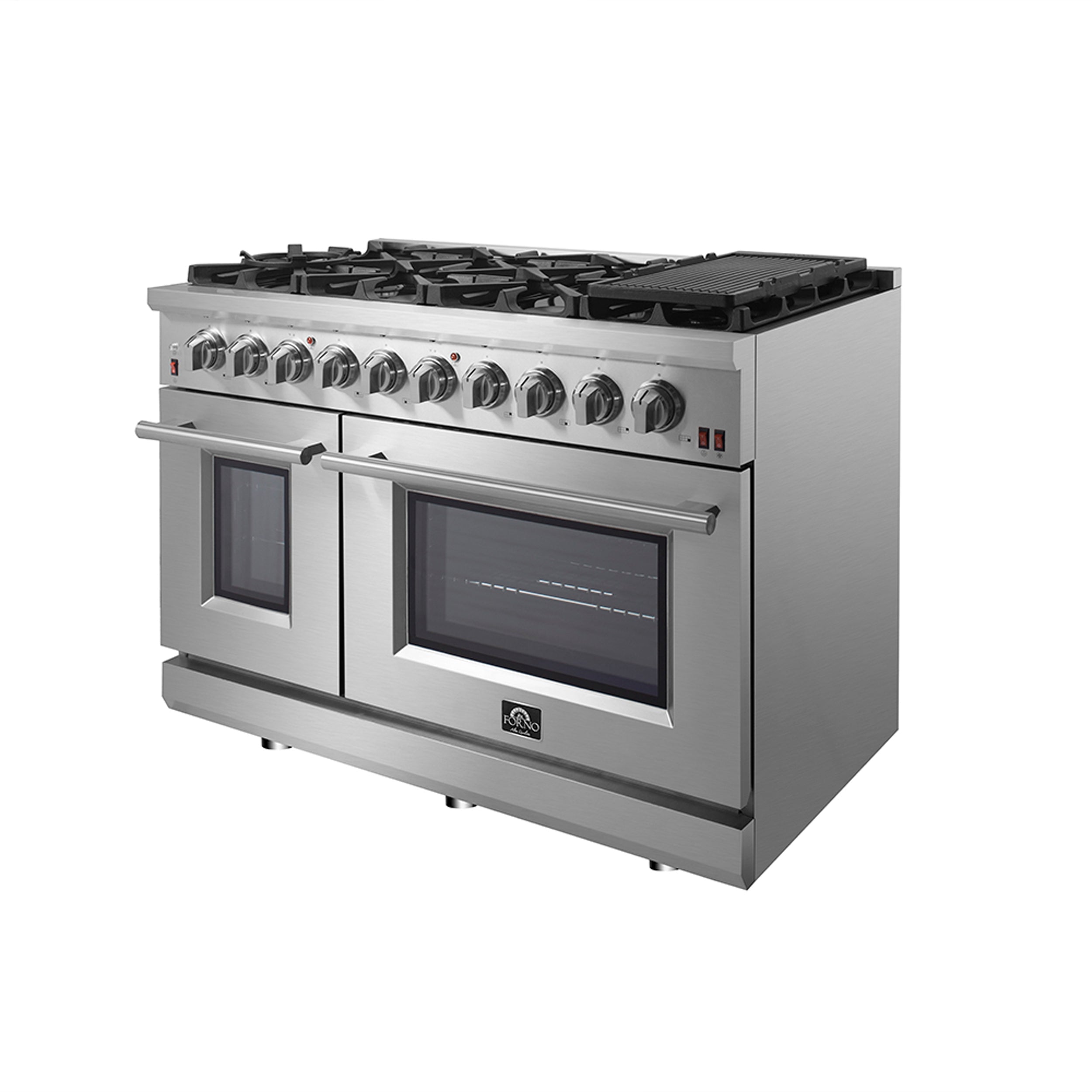 FORNO Appliance Package - 48" Gas Range, Range Hood, 36" Refrigerator, Dishwasher, AP-FFSGS6239-48-3