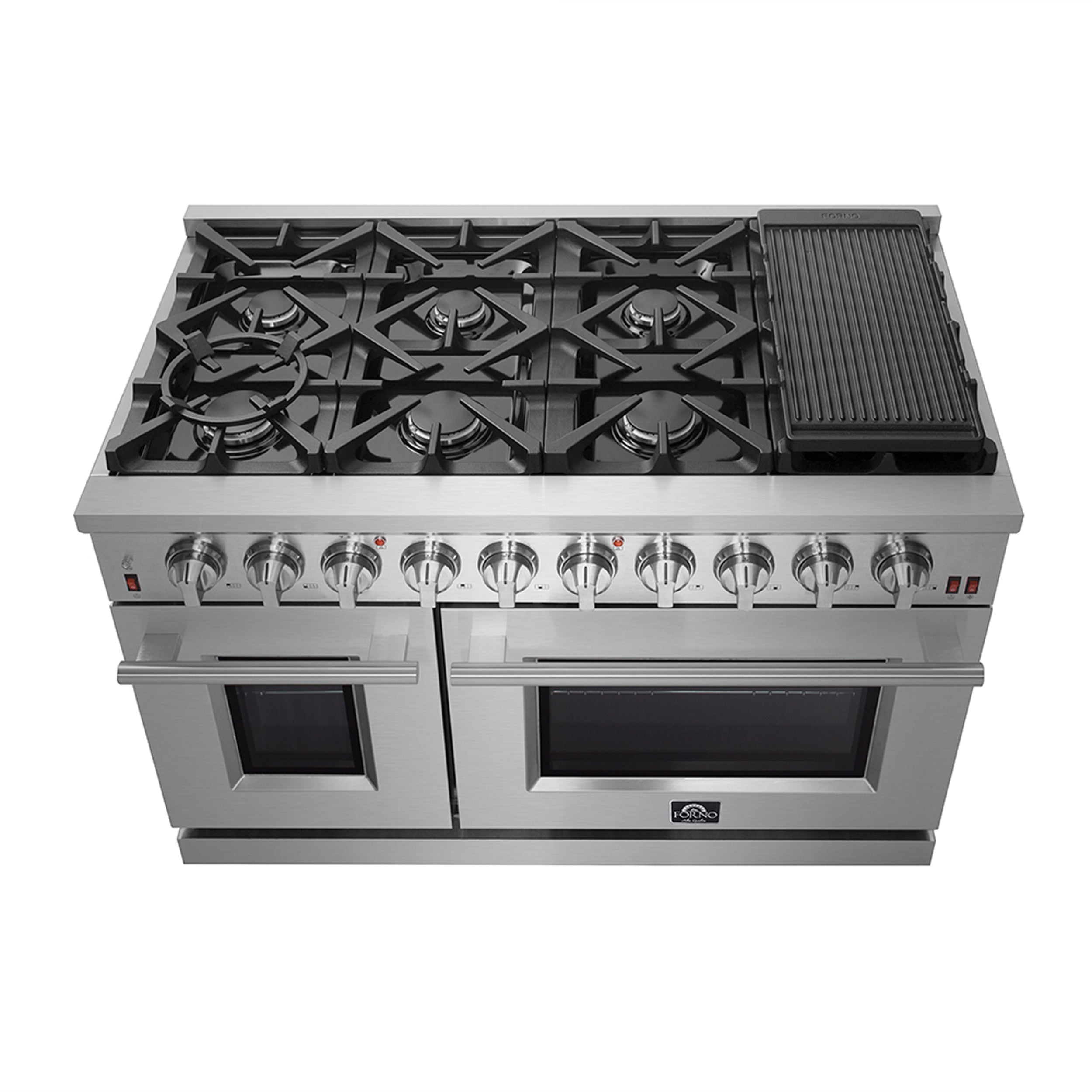 FORNO Appliance Package - 48" Gas Range, Range Hood, 36" Refrigerator, Dishwasher, AP-FFSGS6239-48-3
