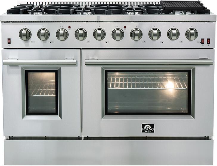 FORNO Appliance Package - 48 Inch Gas Range, Wall Mount Range Hood, Dishwasher, AP-FFSGS6244-48-2