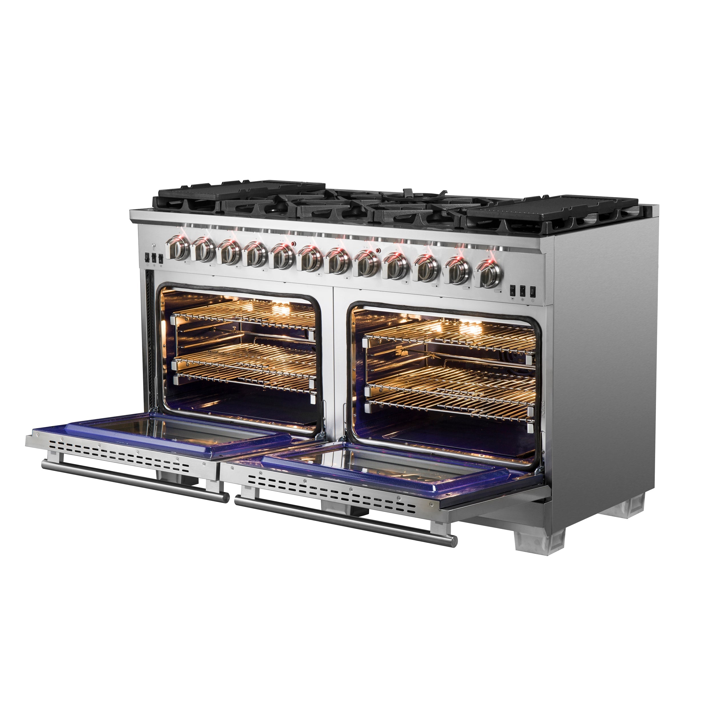 Forno Capriasca 60-Inch Freestanding Gas Range with 10 Burners, 8.64 cu. ft., Stainless Steel (Model FFSGS6260-60)