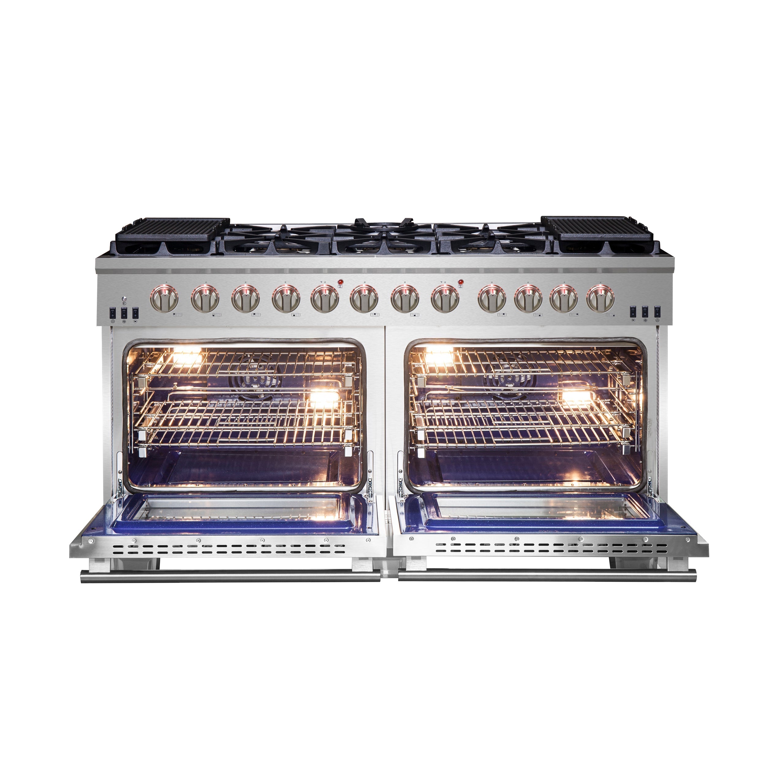 Forno Capriasca 60-Inch Freestanding Gas Range with 10 Burners, 8.64 cu. ft., Stainless Steel (Model FFSGS6260-60)