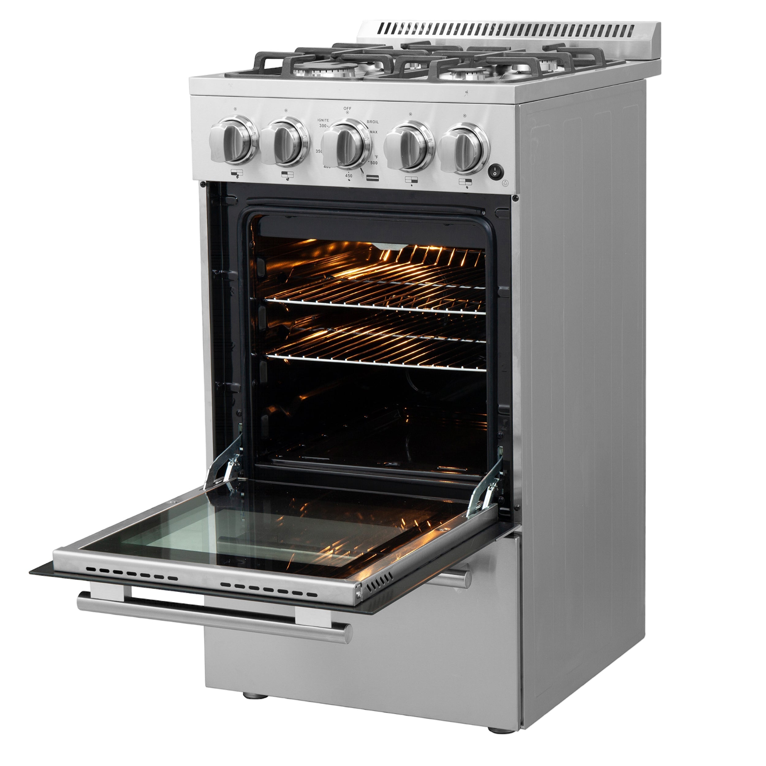Forno Lamazze 20 in. Freestanding Gas Range, 2.05 cu. ft., 4 Sealed Burners, Stainless Steel (Model FFSGS6265-20)