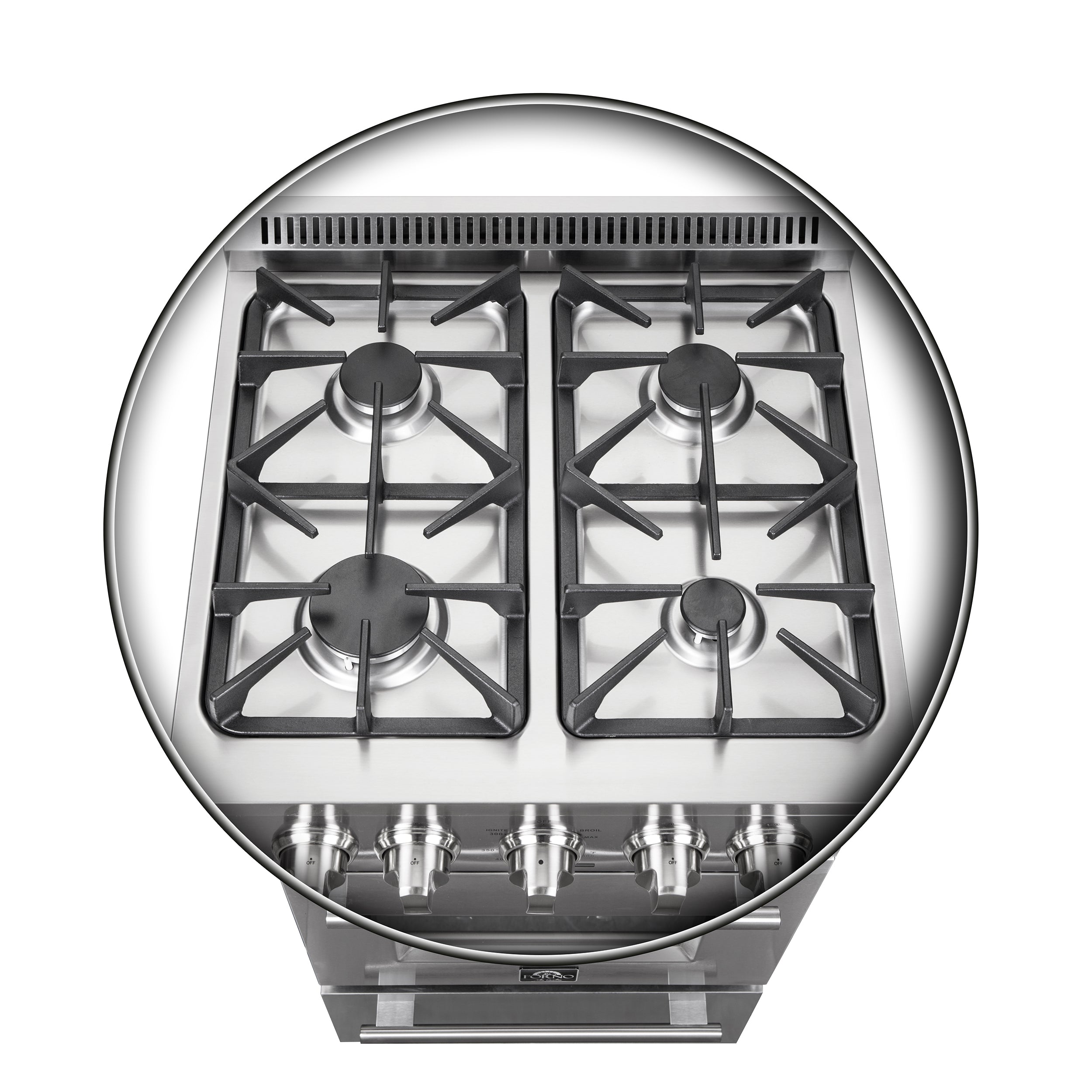 Forno Breno 24 in. Freestanding Gas Range, 2.3 cu. ft., 4 Sealed Burners, Storage Drawer, Stainless Steel (Model FFSGS6272-24)