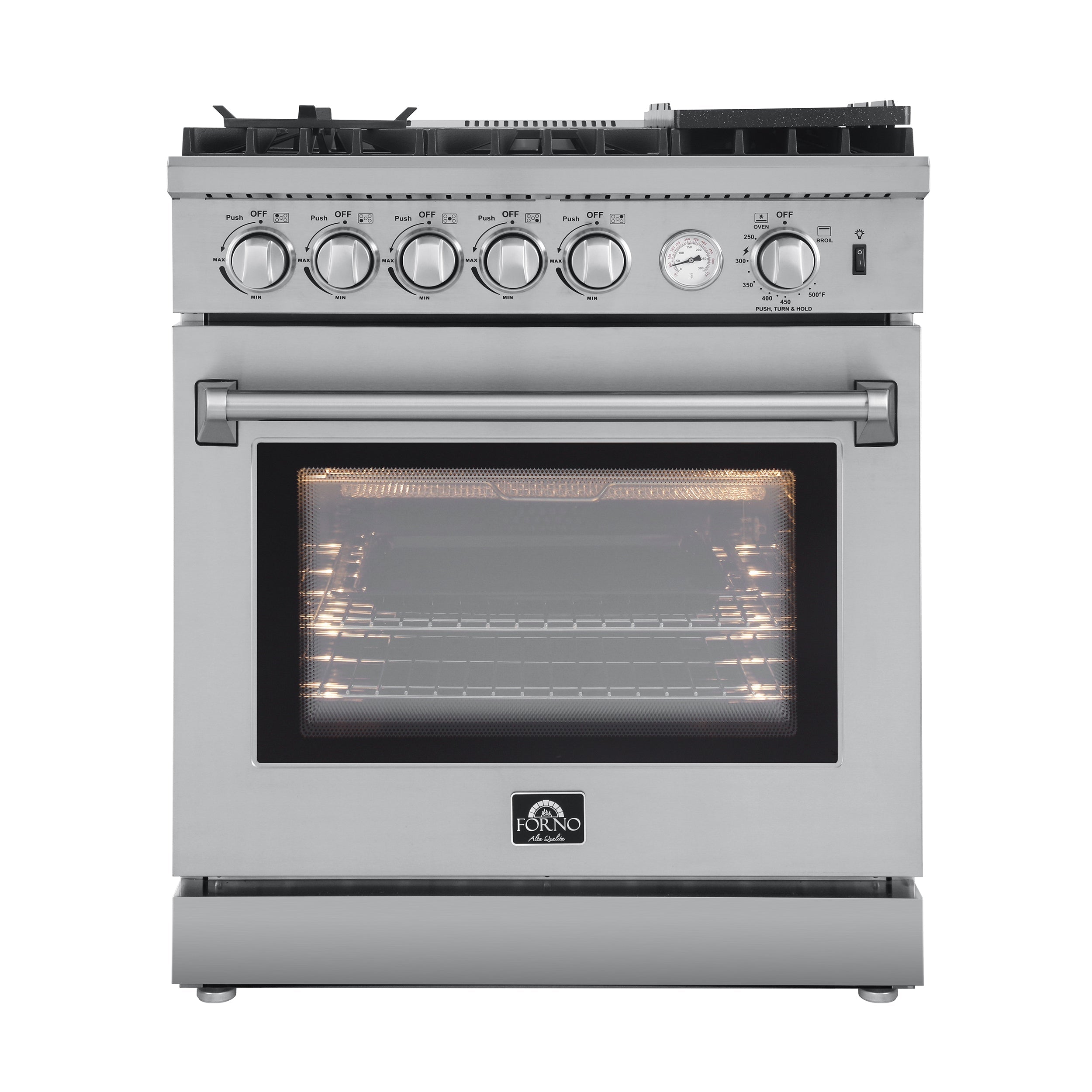 Forno Lazio 30 in. 4.3 cu. ft. Freestanding Gas Range with 5 Sealed Burners, Air Fry Function, Griddle, Stainless Steel (Model FFSGS6276-30)