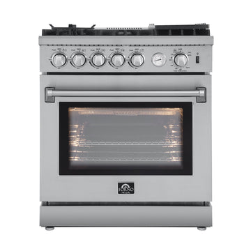 Forno Lazio 30 in. 4.3 cu. ft. Freestanding Gas Range with 5 Sealed Burners, Air Fry Function, Griddle, Stainless Steel (Model FFSGS6276-30)