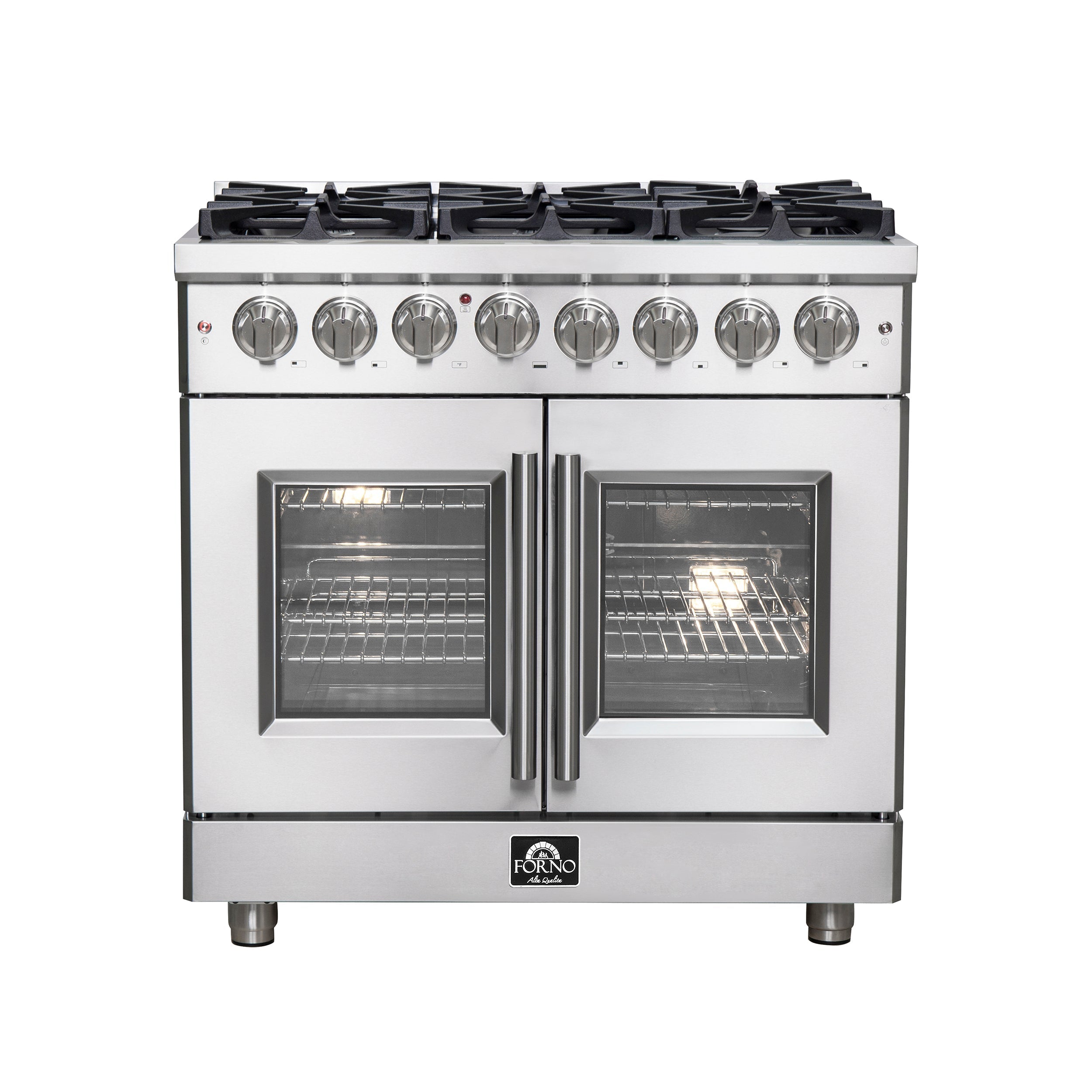 Forno Massimo 36 in. Freestanding French Door Dual Fuel Range with 6 Burners, 5.36 cu. ft. Oven (FFSGS6325-36)