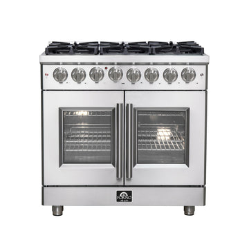 Forno Massimo 36 in. Freestanding French Door Dual Fuel Range with 6 Burners, 5.36 cu. ft. Oven (FFSGS6325-36)