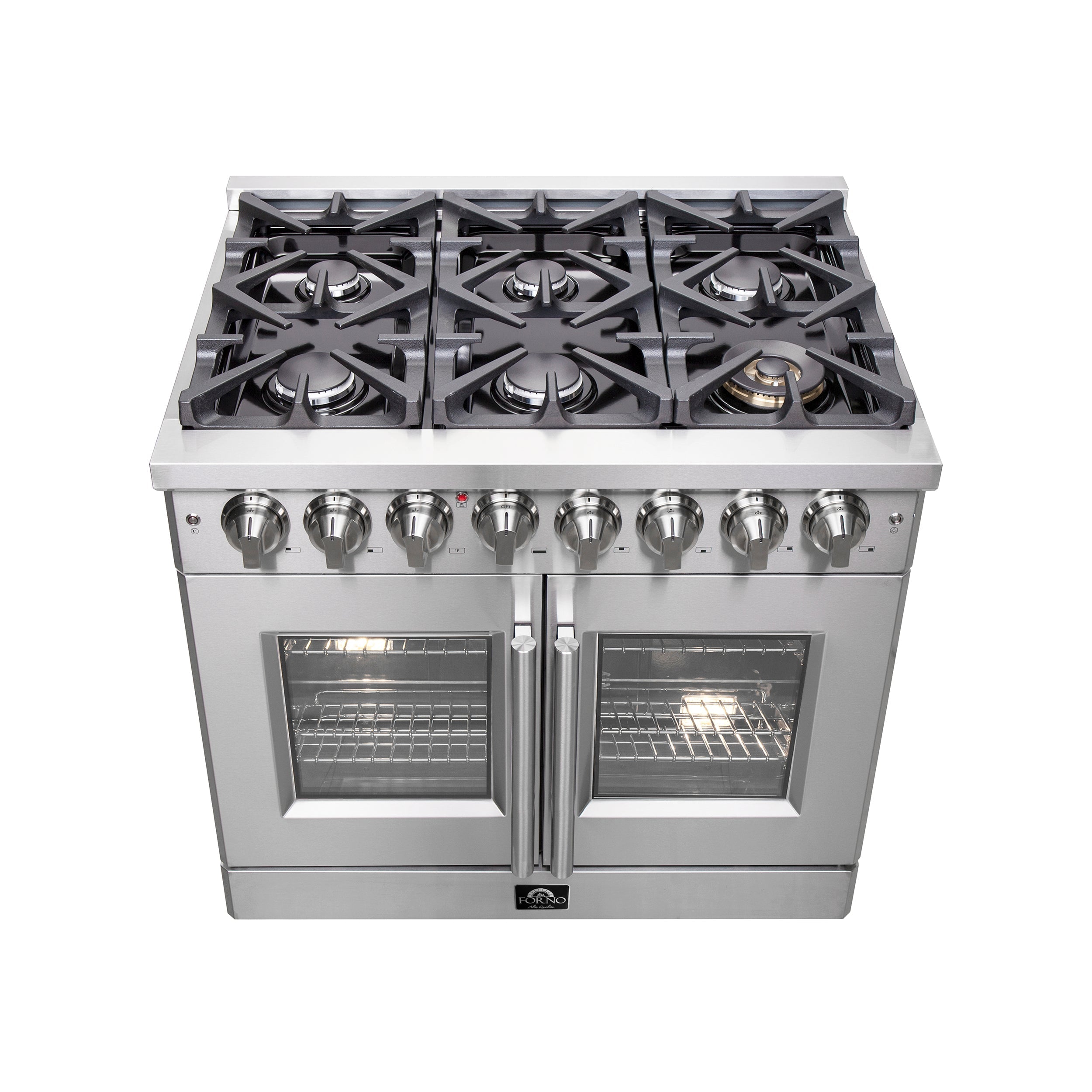 Forno Massimo 36 in. Freestanding French Door Dual Fuel Range with 6 Burners, 5.36 cu. ft. Oven (FFSGS6325-36)