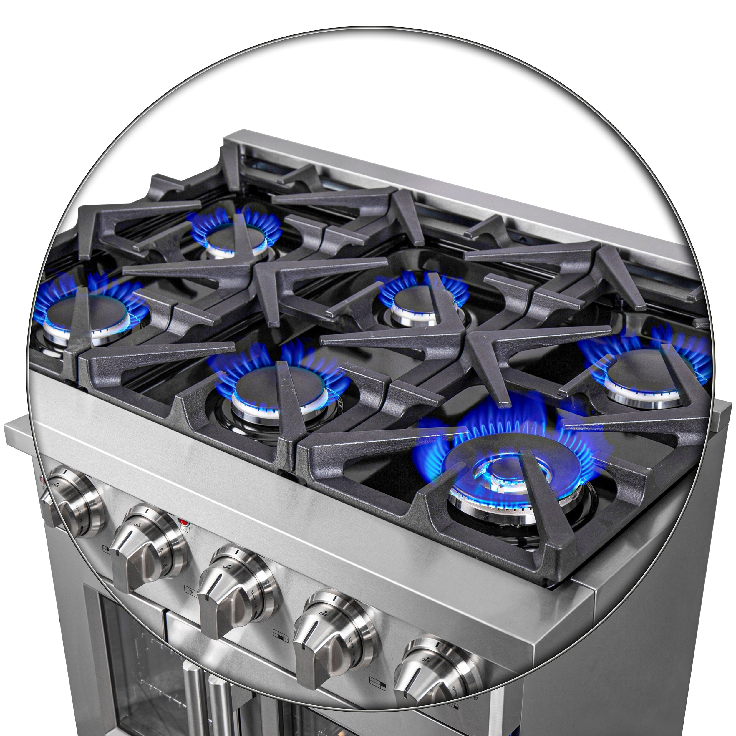 Forno Massimo 36 in. 5.36 cu. ft. Freestanding French Door Gas Range with 6 Sealed Burners in Stainless Steel (FFSGS6439-36)