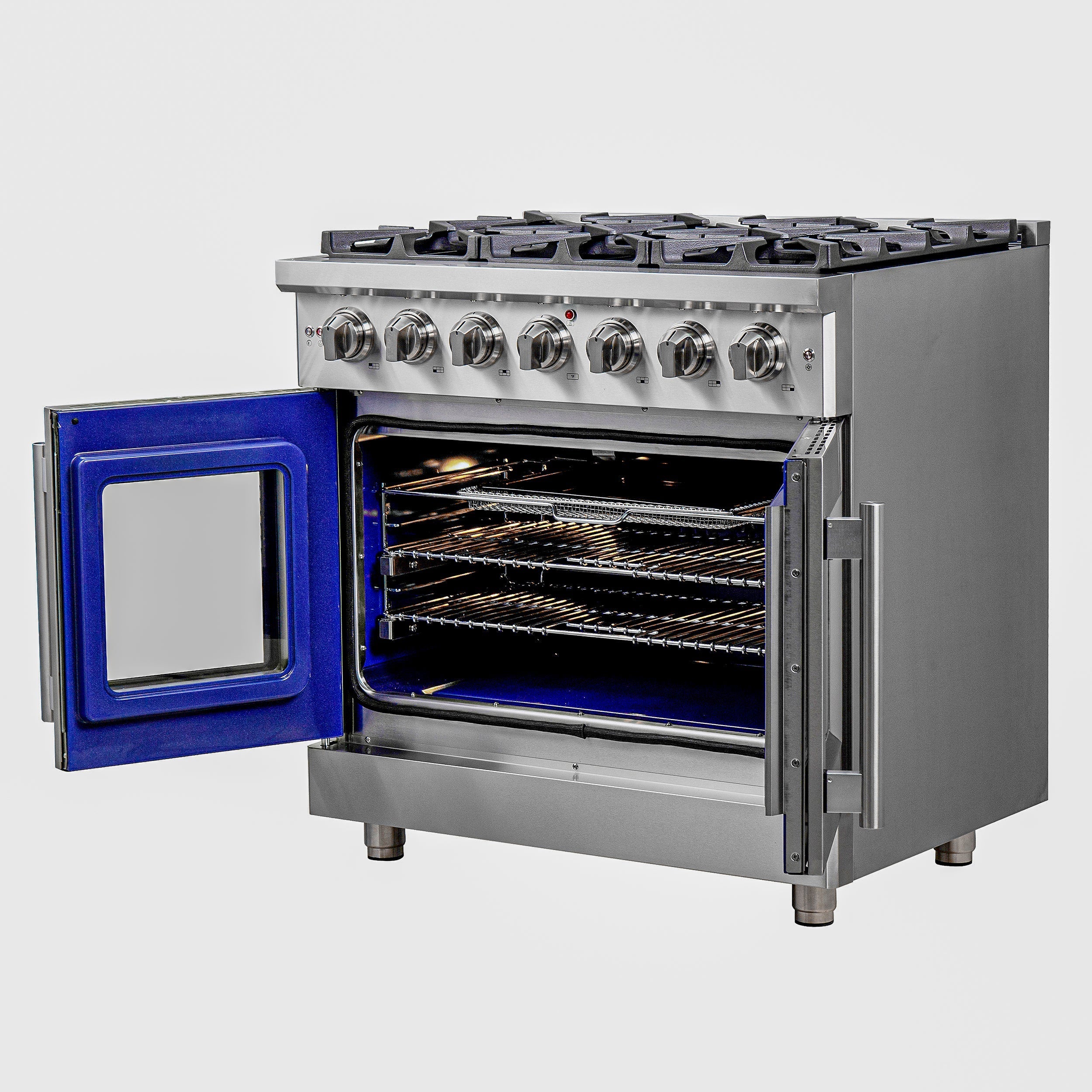 Forno Massimo 36 in. 5.36 cu. ft. Freestanding French Door Gas Range with 6 Sealed Burners in Stainless Steel (FFSGS6439-36)