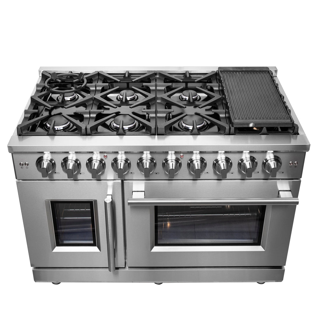 FORNO Massimo 48 in. Freestanding French Door Gas Range, 6.58 cu. ft. Oven, 8 Burners (Model FFSGS6439-48)