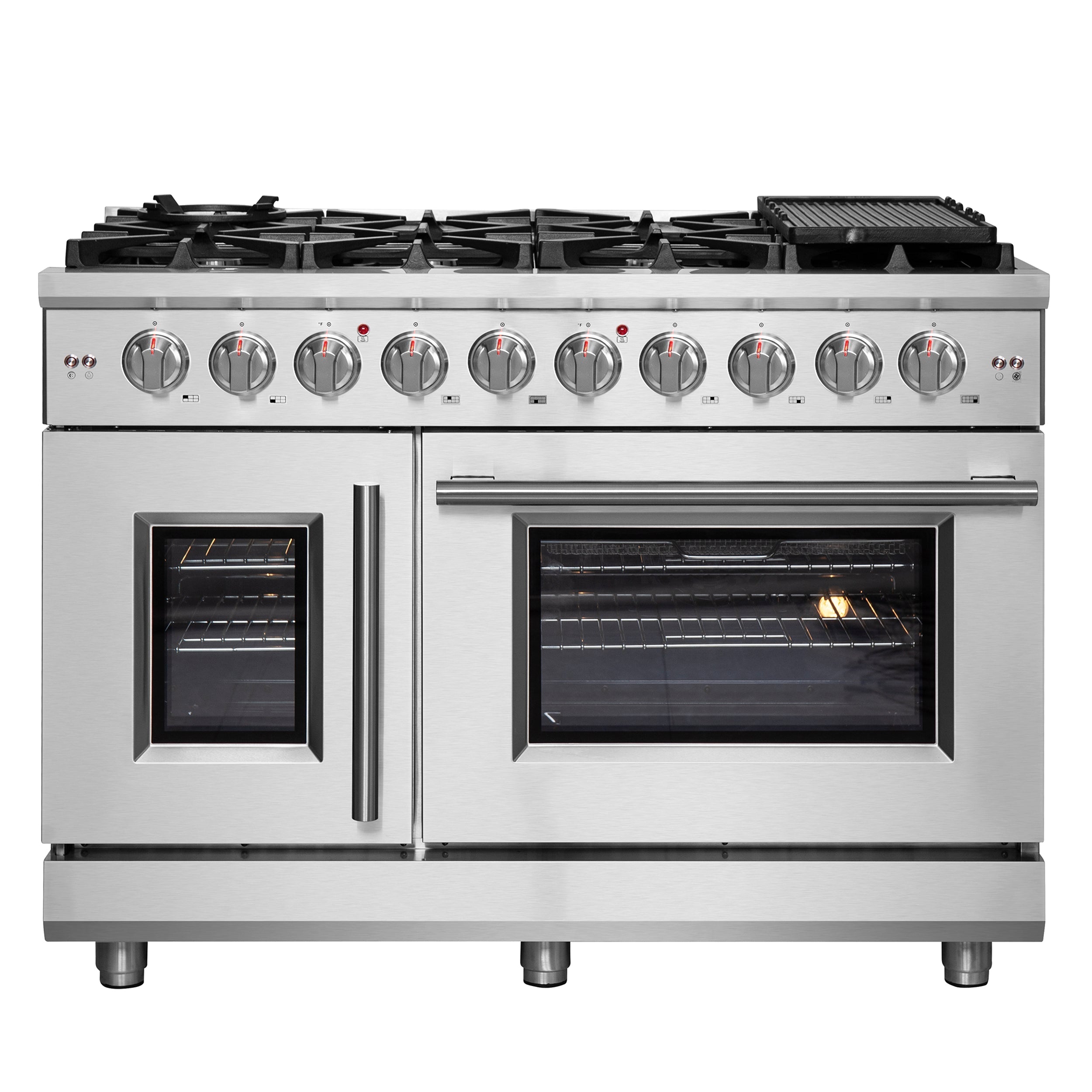 FORNO Massimo 48 in. Freestanding French Door Gas Range, 6.58 cu. ft. Oven, 8 Burners (Model FFSGS6439-48)