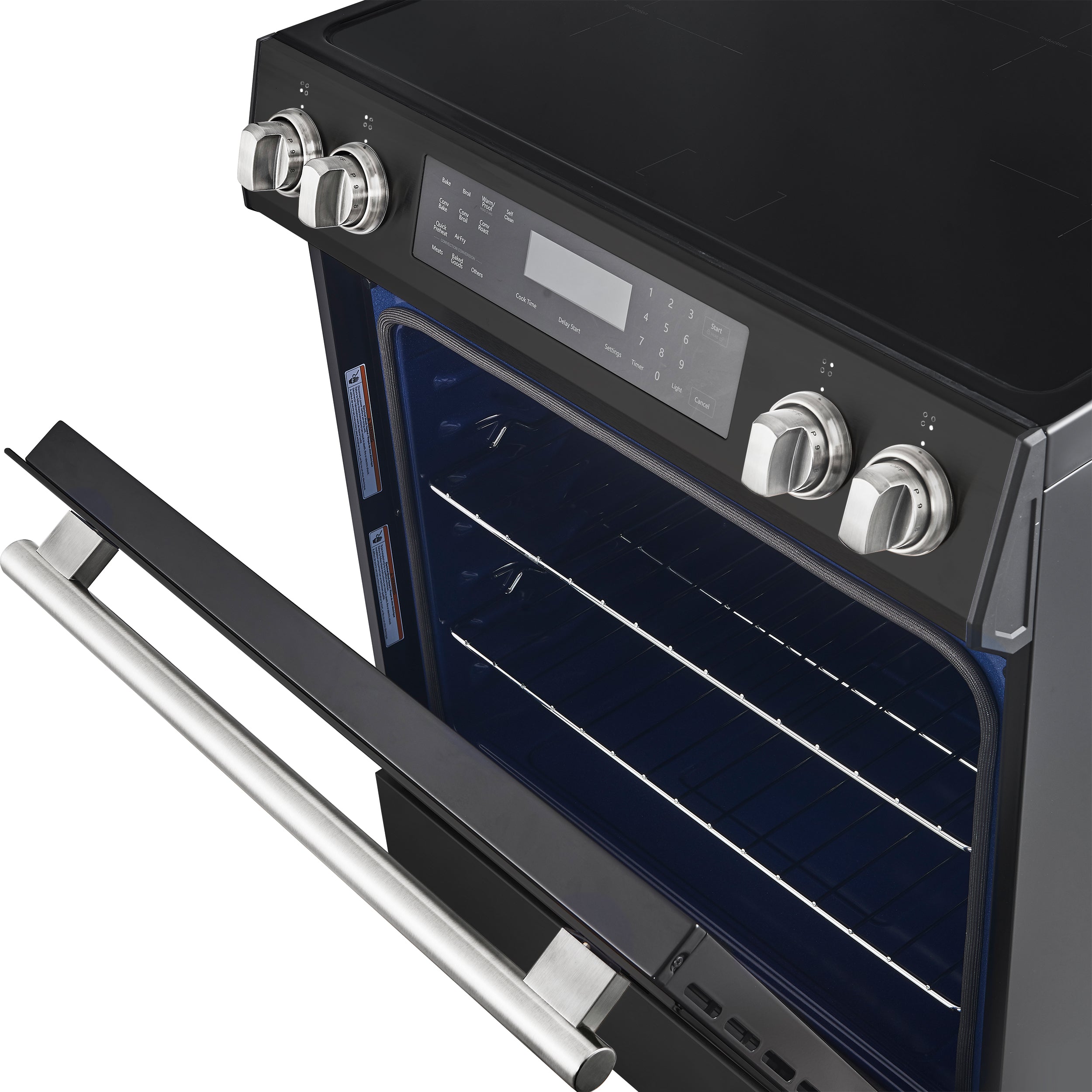 Forno Donatello Espresso 30-Inch Induction Range, 5.0 cu. ft., Air Fry, Self-Clean, Black with Stainless Steel Handles (FFSIN0905-30BLK)