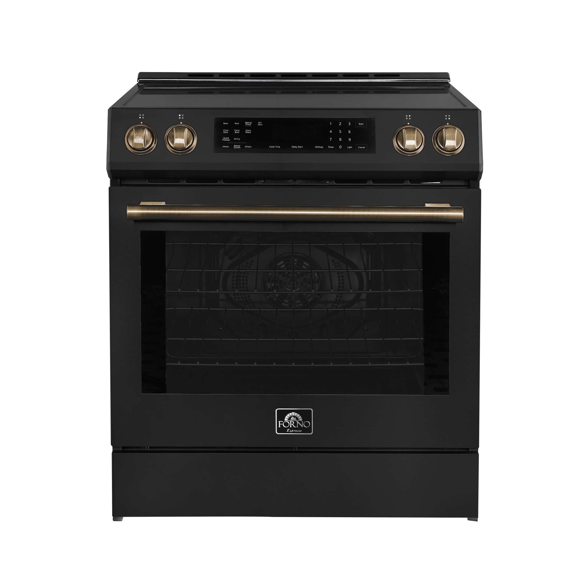 Forno Donatello Espresso 30-Inch Induction Range, 5.0 cu. ft., Air Fry, Self-Clean, Black with Stainless Steel Handles (FFSIN0905-30BLK)