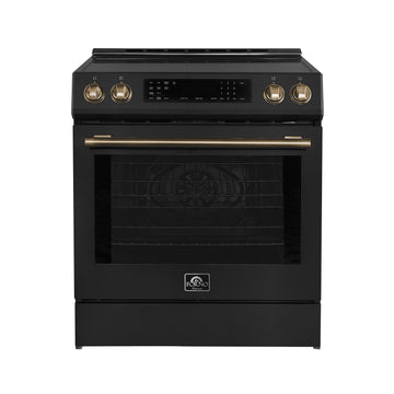 Forno Donatello Espresso 30-Inch Induction Range, 5.0 cu. ft., Air Fry, Self-Clean, Black with Stainless Steel Handles (FFSIN0905-30BLK)