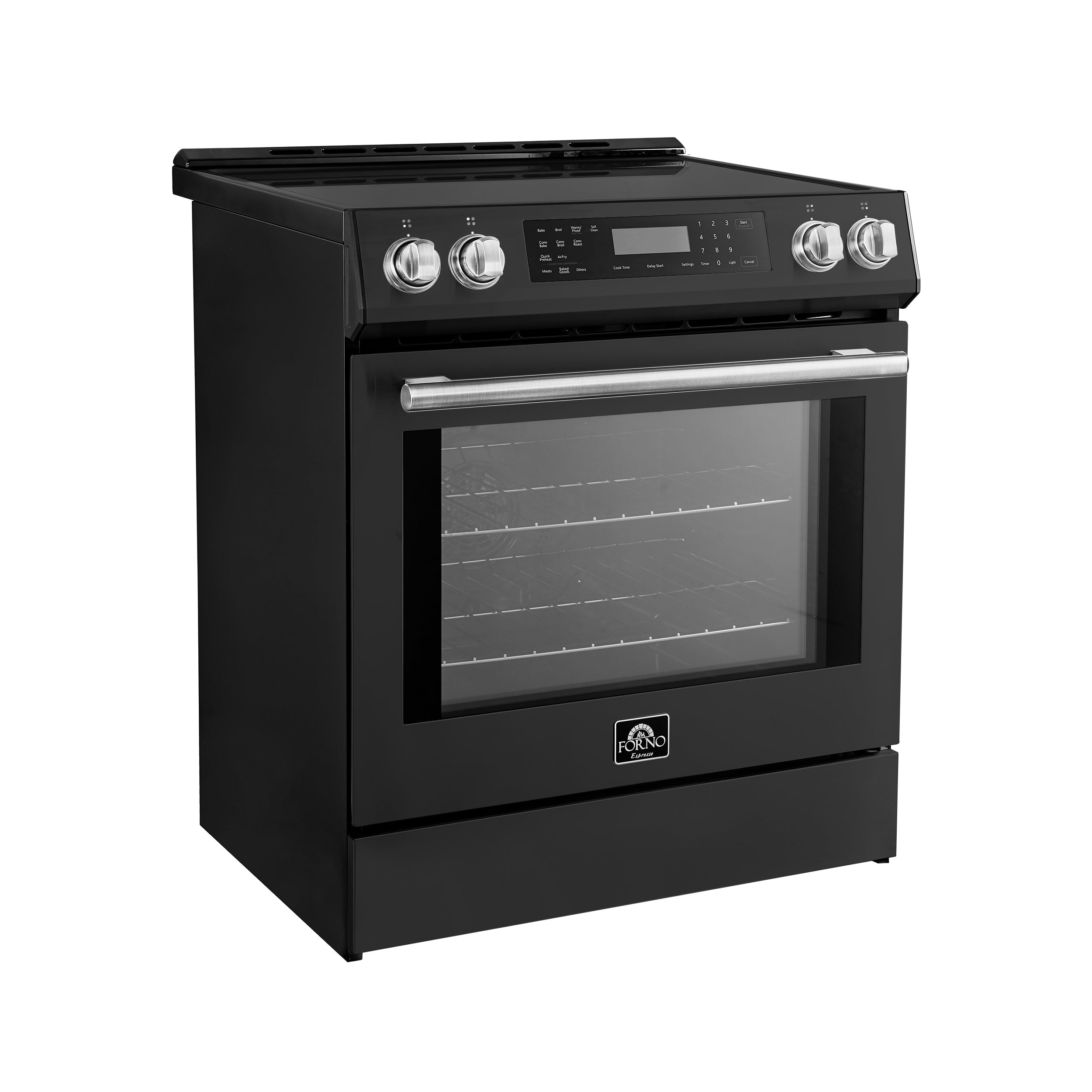 Forno Donatello Espresso 30-Inch Induction Range, 5.0 cu. ft., Air Fry, Self-Clean, Black with Stainless Steel Handles (FFSIN0905-30BLK)
