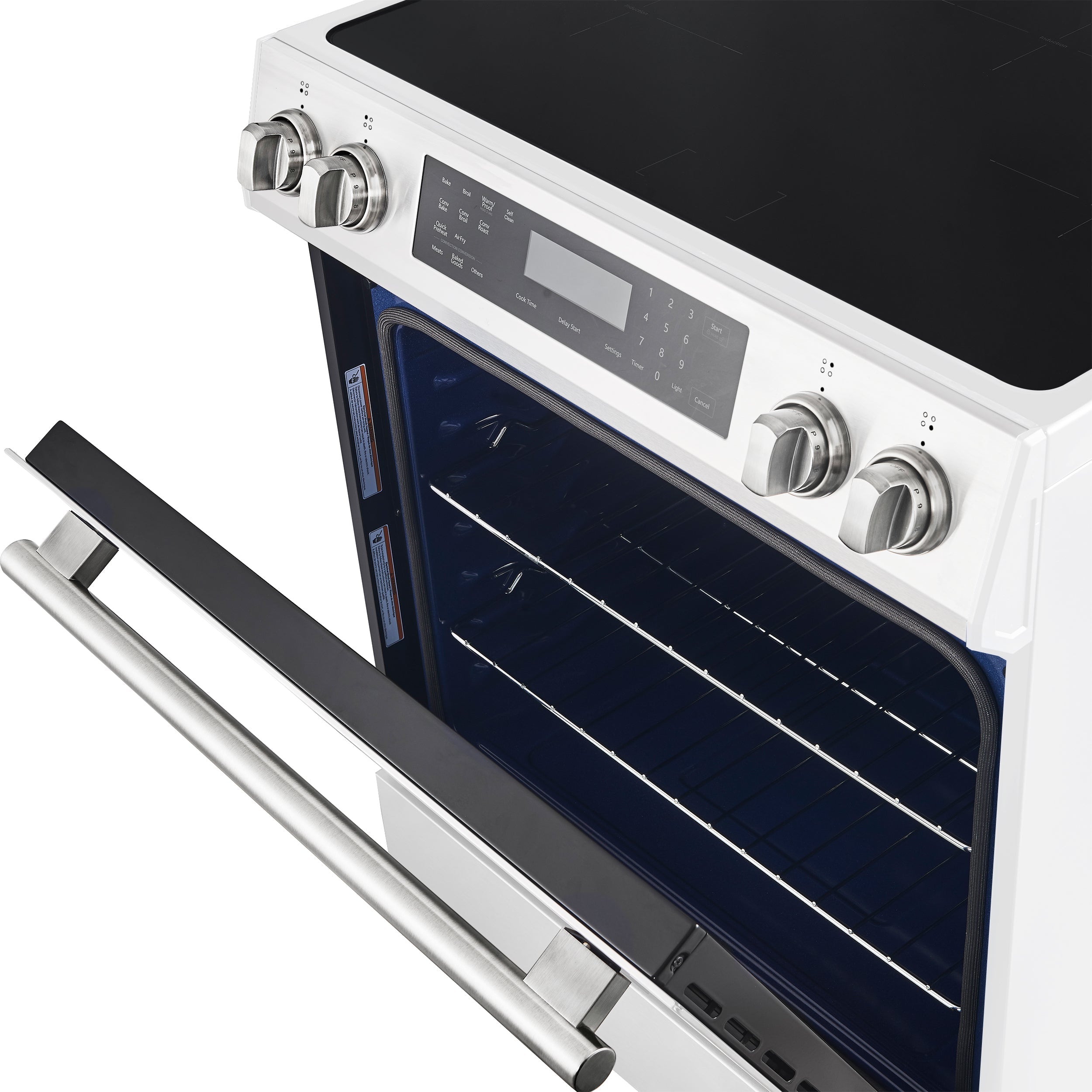 Forno Donatello Espresso 30 in. Induction Range, 5.0 cu. ft. Oven, Air Fry & Self-Clean, White with Stainless Steel Handles (Model FFSIN0905-30WHT)