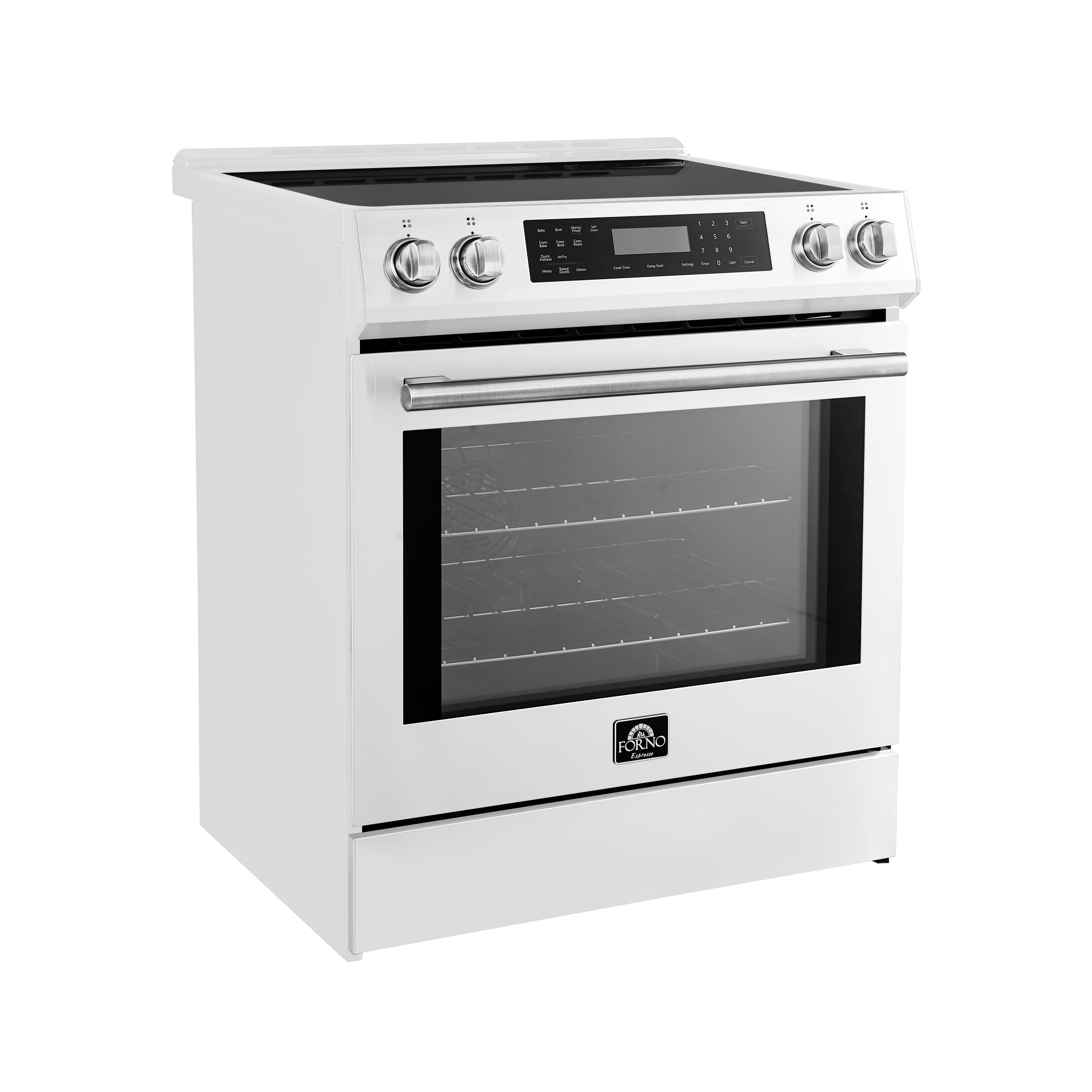 Forno Donatello Espresso 30-Inch Induction Range, 5.0 cu. ft., White, Air Fry, Self-Clean, Stainless Steel Handles (Model FFSIN0905-30WHT)