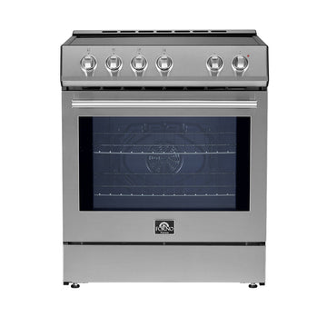 Forno Espresso Leonardo 30-Inch Freestanding Induction Range with Knob Controls, 5.0 cu. ft. Oven Capacity, Stainless Steel with Stainless Steel Accents (Model FFSIN0982-30)