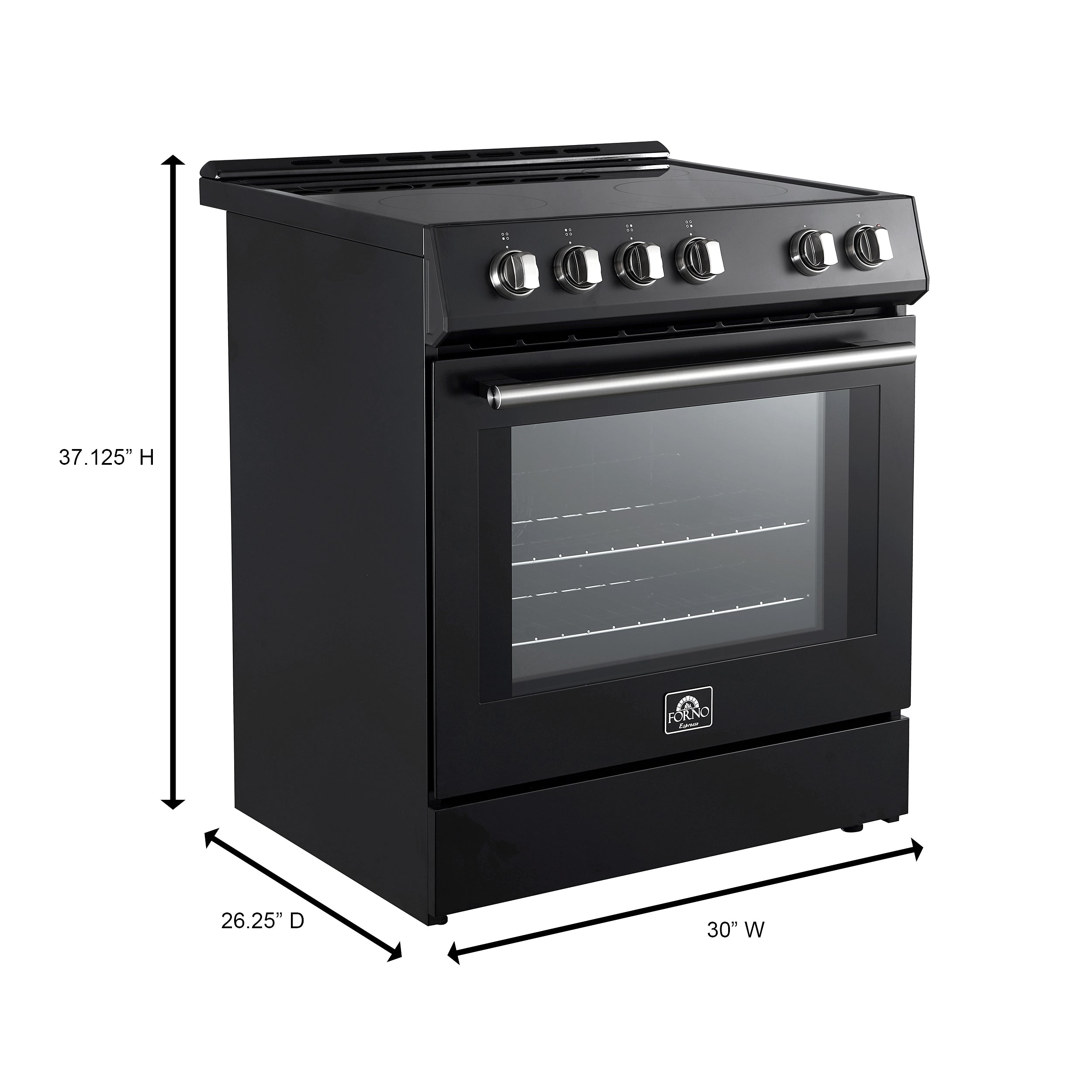 Forno Espresso Leonardo 30-Inch Freestanding Induction Range, 5.0 cu. ft., Black with Stainless Steel Accents (Model FFSIN0982-30BLK)