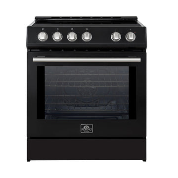 Forno Espresso Leonardo 30-Inch Freestanding Induction Range, 5.0 cu. ft., Black with Stainless Steel Accents (Model FFSIN0982-30BLK)