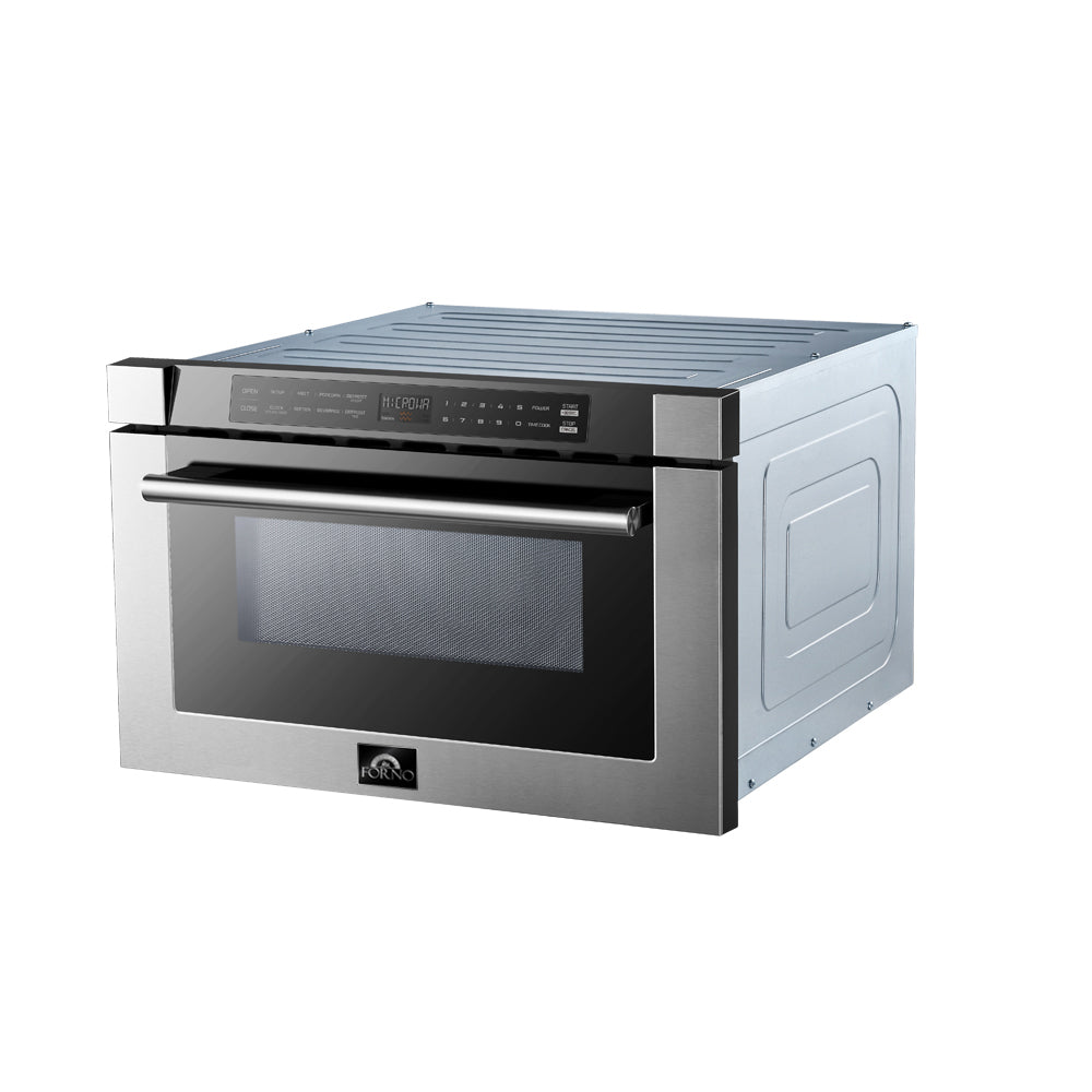 FORNO Capoliveri 24-Inch Built-In Microwave Drawer, 1.2 Cu. Ft., Stainless Steel (Model FMWDR3000-24)