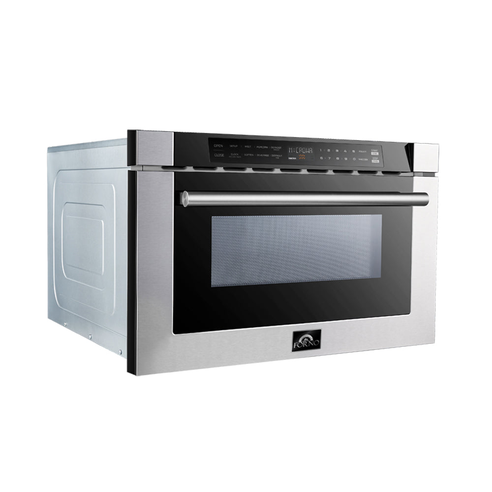 FORNO Capoliveri 24-Inch Built-In Microwave Drawer, 1.2 Cu. Ft., Stainless Steel (Model FMWDR3000-24)