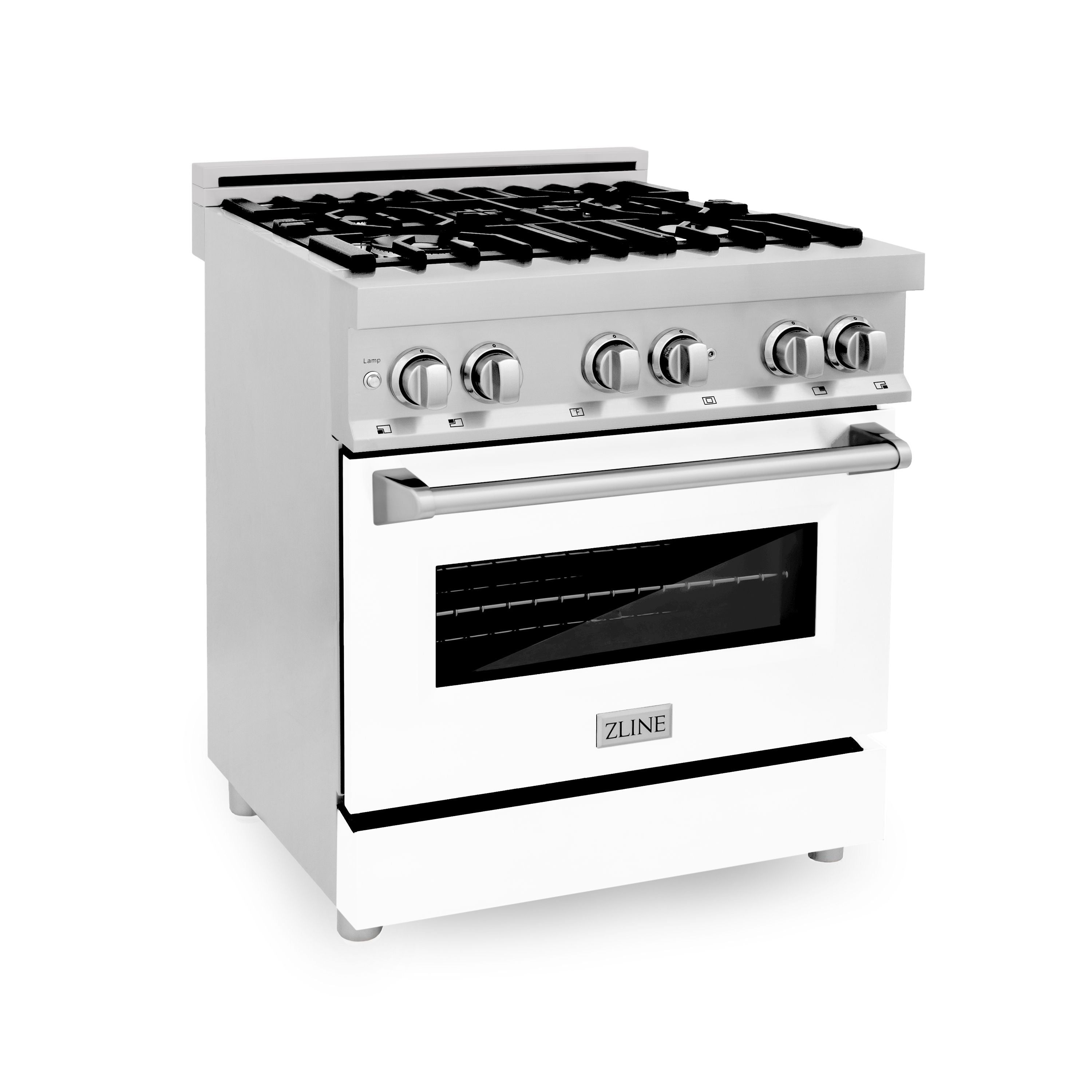 ZLINE 30-Inch Professional Gas Range with Electric Oven, Stainless Steel, White Matte Door (Model RA-WM-30)