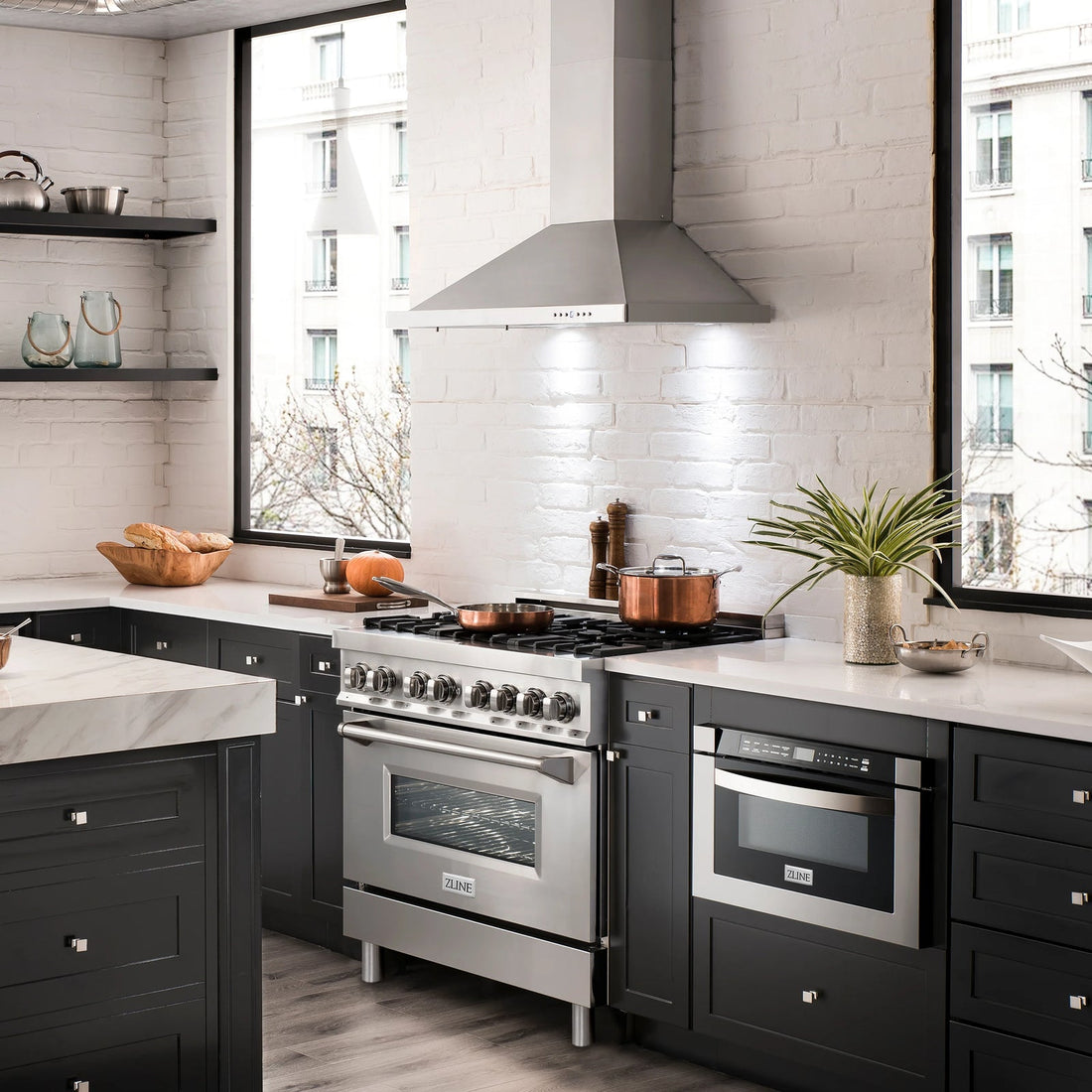 ZLINE 30 in. Wall Mount Range Hood Convertible Stainless Steel 400 CFM Charcoal Filters (KB-CF-30)