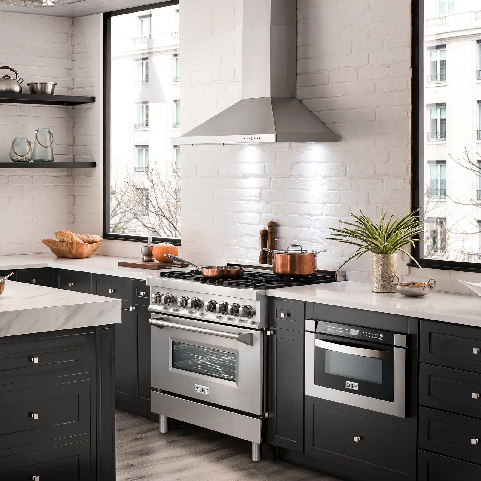 ZLINE 30 in. Wall Mount Range Hood Convertible Stainless Steel 400 CFM Charcoal Filters (KB-CF-30)