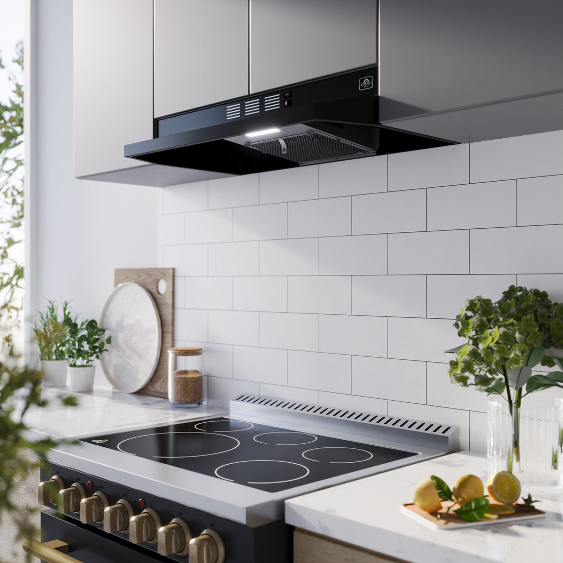 FORNO Cappa 30-Inch Under-Cabinet Convertible Range Hood, 200 CFM, Black (FRHUC5200-30BLK)