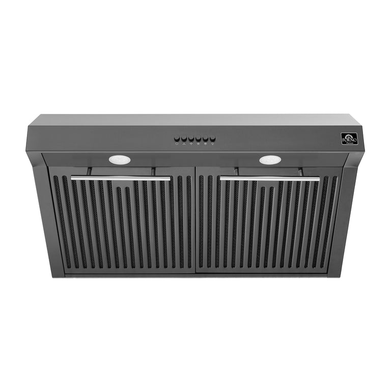 FORNO Espresso Package - 30" Electric Range, Range Hood and Dishwasher in Black with Stainless Steel Handles