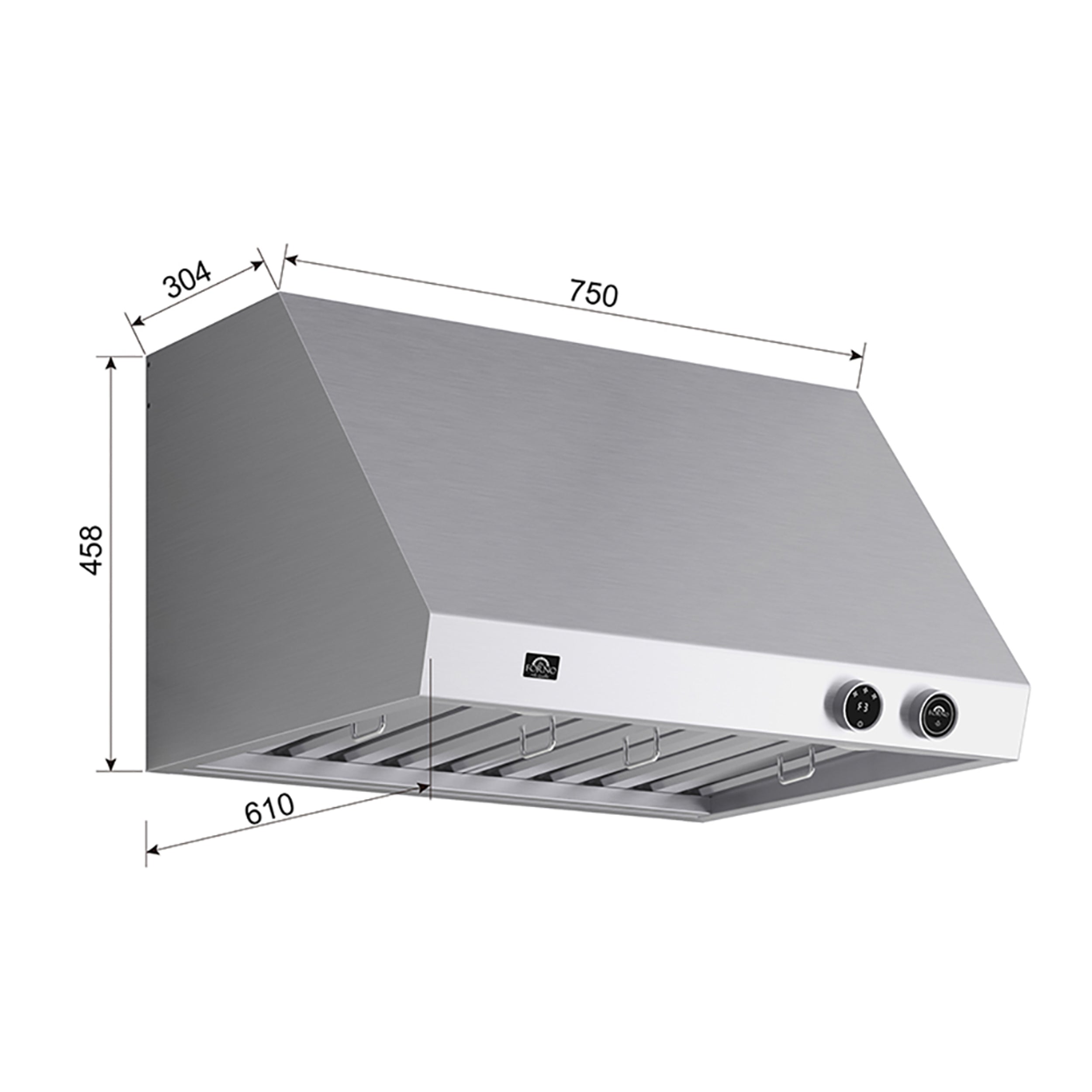 Forno Biagio 30-Inch Wall Mount Range Hood, 600 CFM, Stainless Steel (FRHWM5009-30)