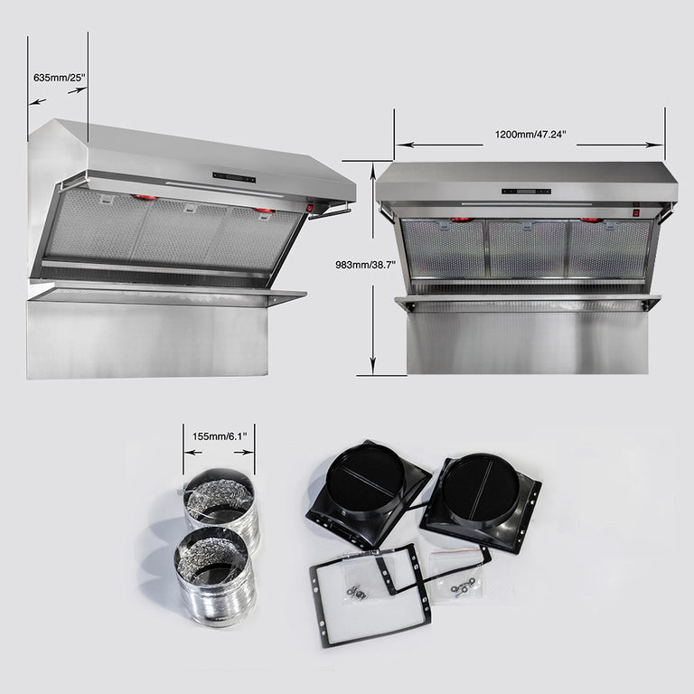 FORNO Appliance Package - 48" Dual Fuel Range, 48" Range Hood, 48" Refrigerator, AP-FFSGS6156-48-10
