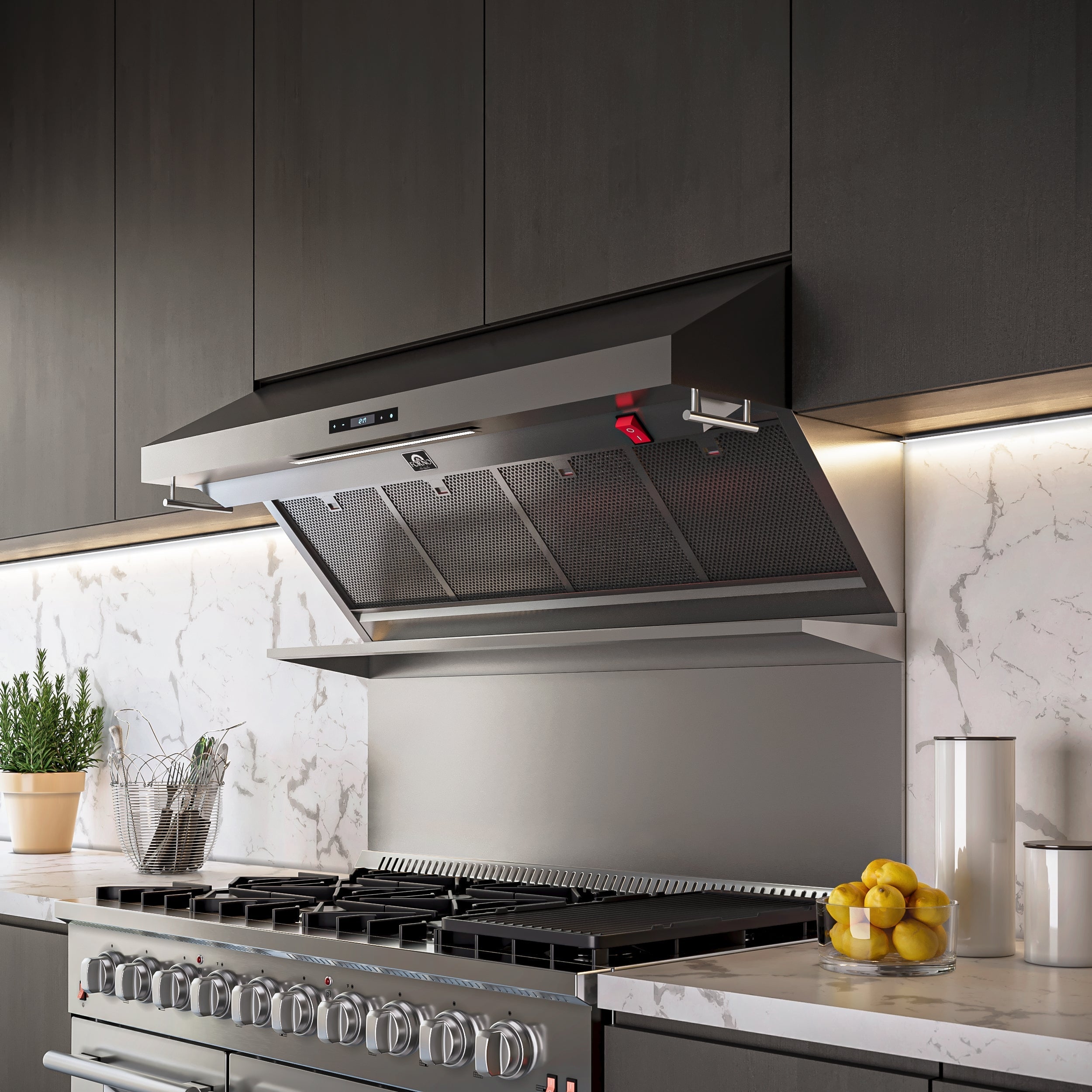 FORNO Savona 48-Inch Wall Mount Range Hood with 1200 CFM Ventilation, Backsplash, Hybrid Filters (Model FRHWM5029-48HB)