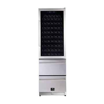 FORNO Azienda 24-Inch Built-In Wine Cooler, 108 Bottle Capacity, Triple Zone, Stainless Steel (FWCDR6628-24S)